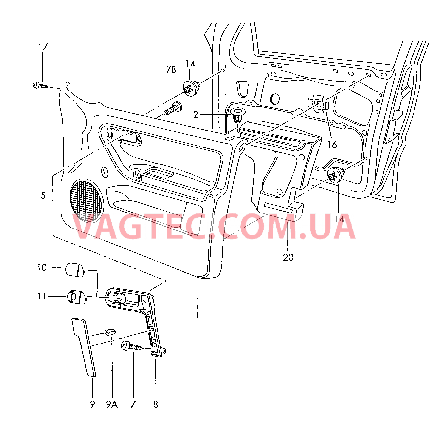 Обивка двери  для VOLKSWAGEN Polo 2001