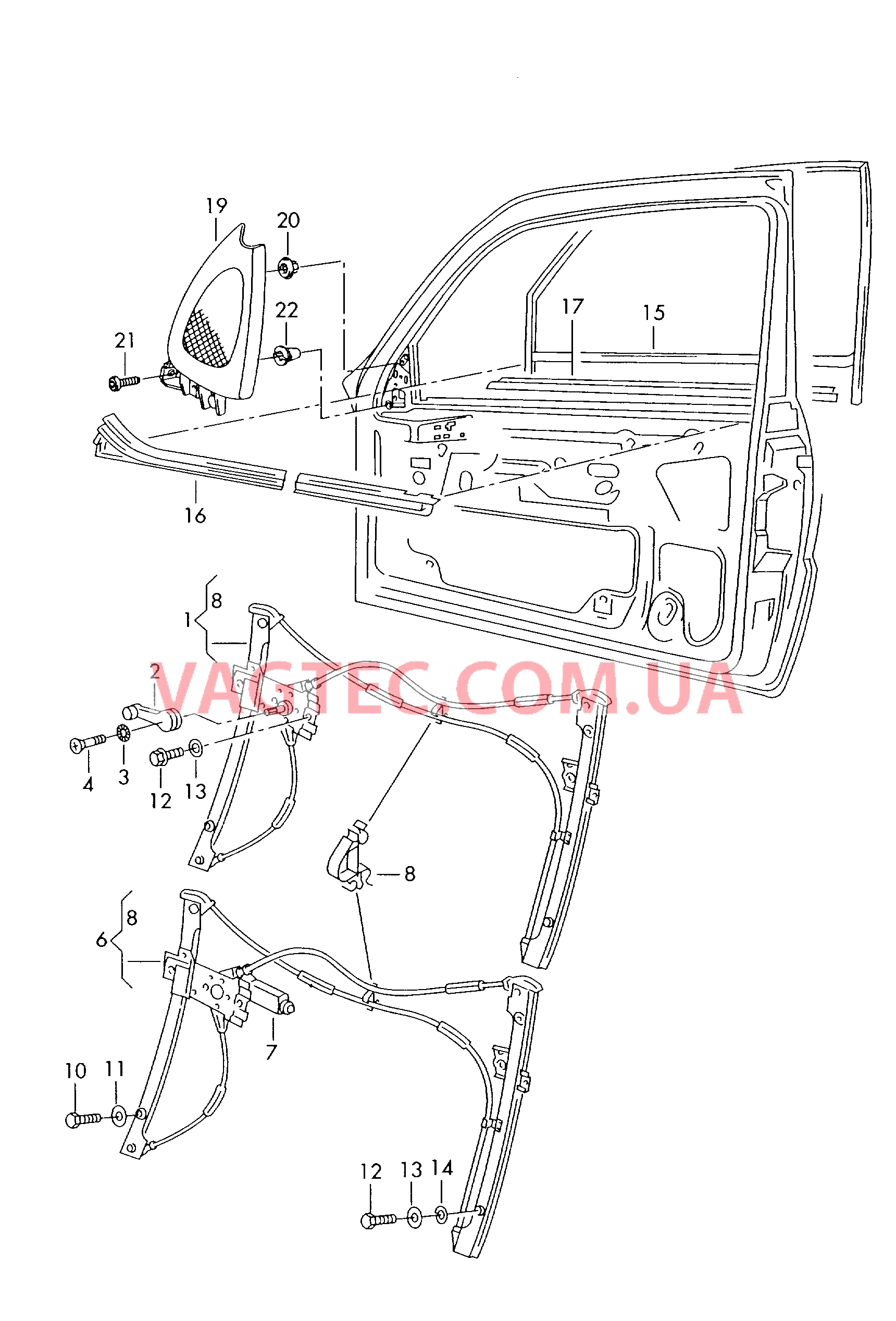 Cтеклоподъемник направляющая стекла Уплотнитель двери  для VOLKSWAGEN Polo 2001