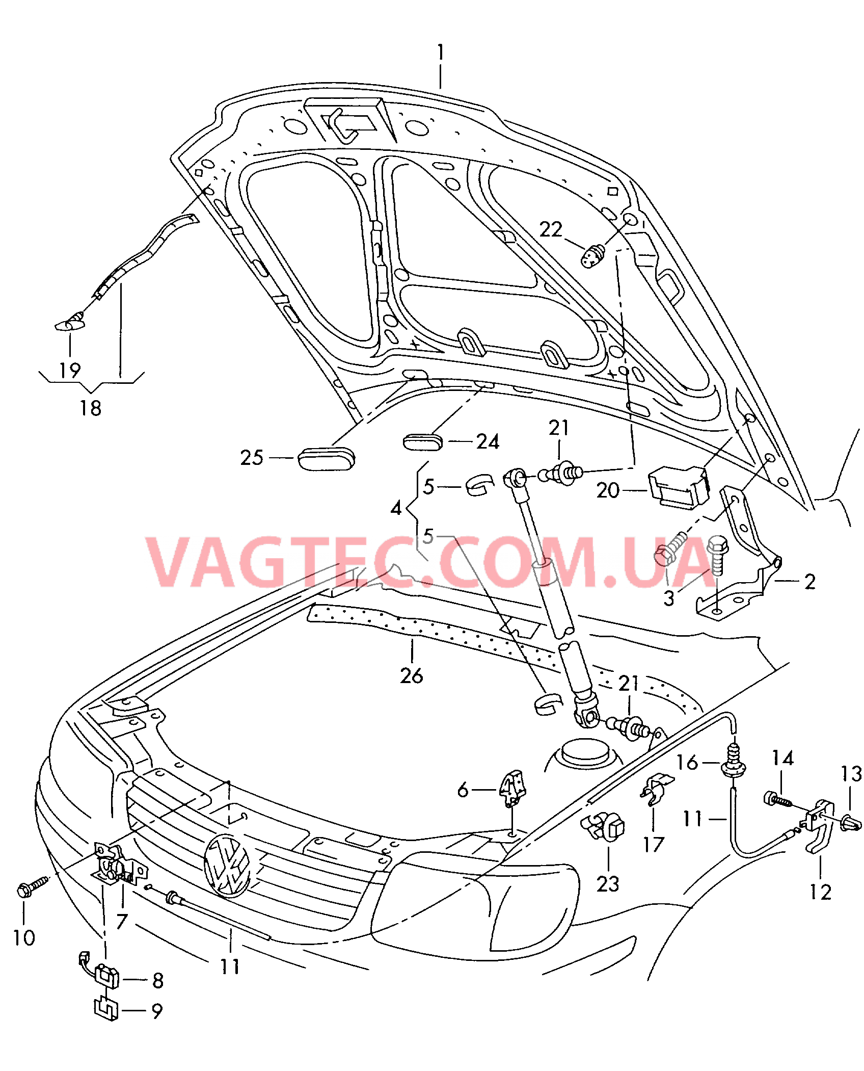 Капот  для VOLKSWAGEN Polo 2000-1