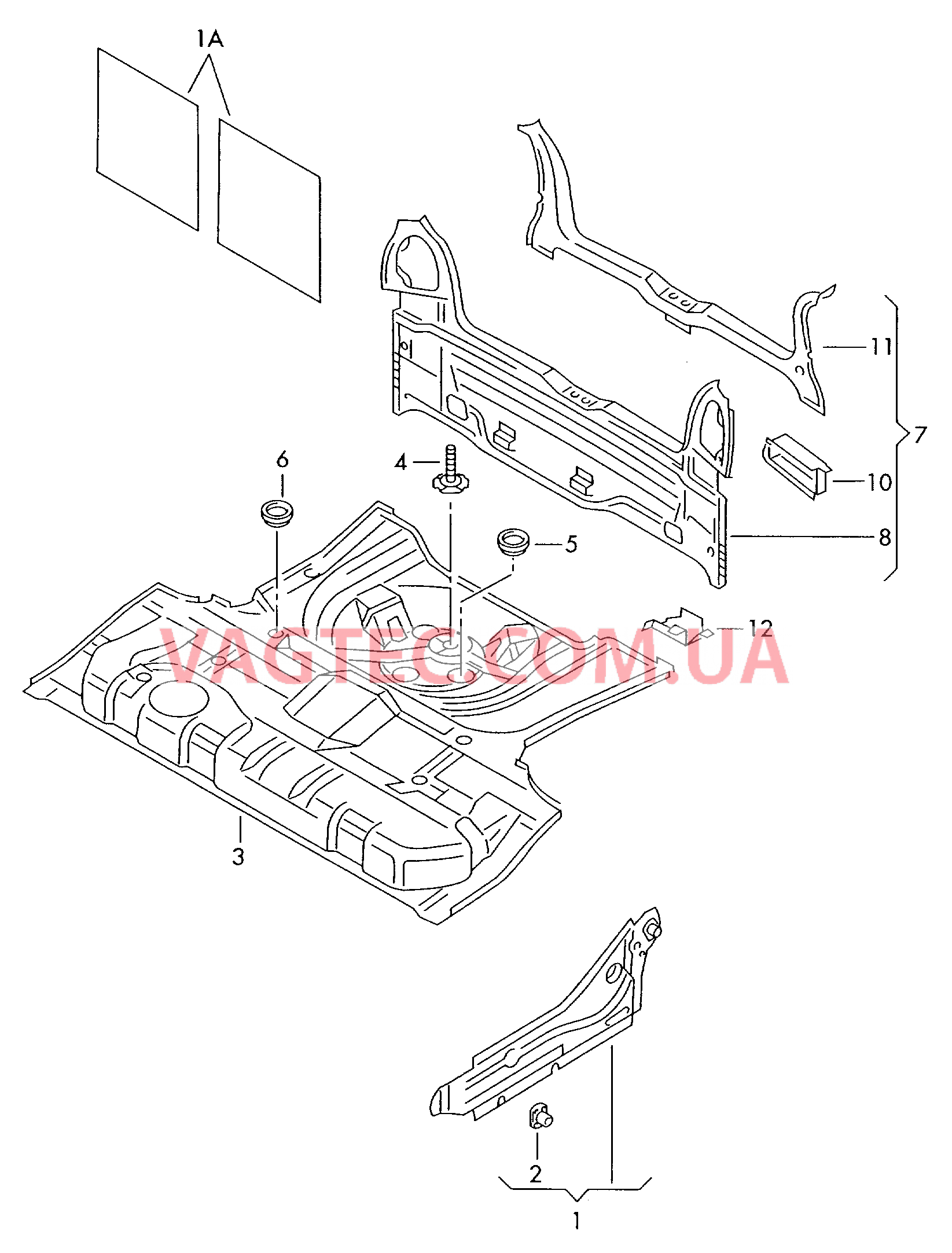 Пол багажника Задняя панель  для VOLKSWAGEN Polo 2001