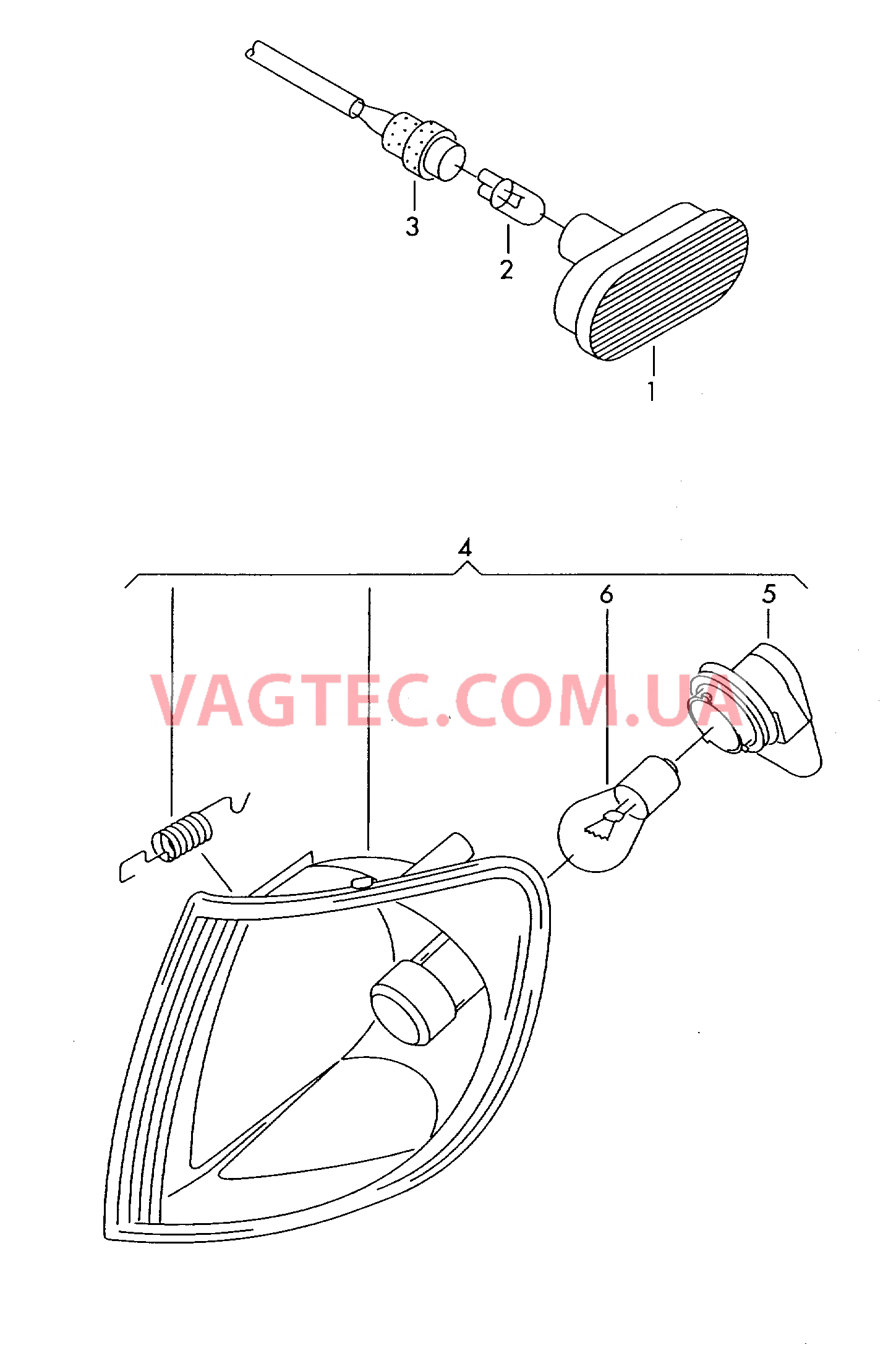 Фонарь указателя поворота  для VOLKSWAGEN Polo 2000-2