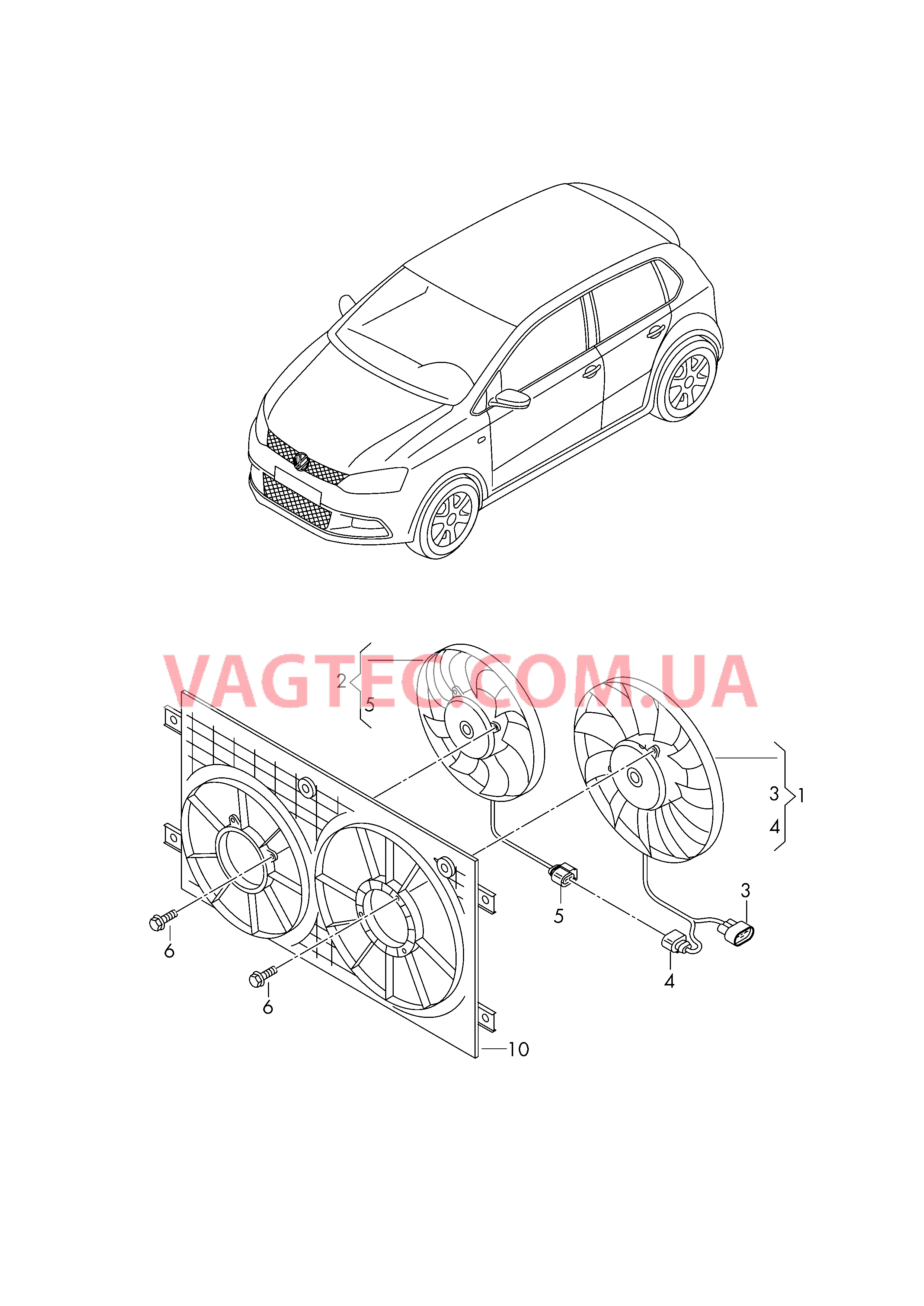 Вентилятор радиатора БУ вентилятора радиатора .  Детали не в сборе  для VOLKSWAGEN Polo 2016-1