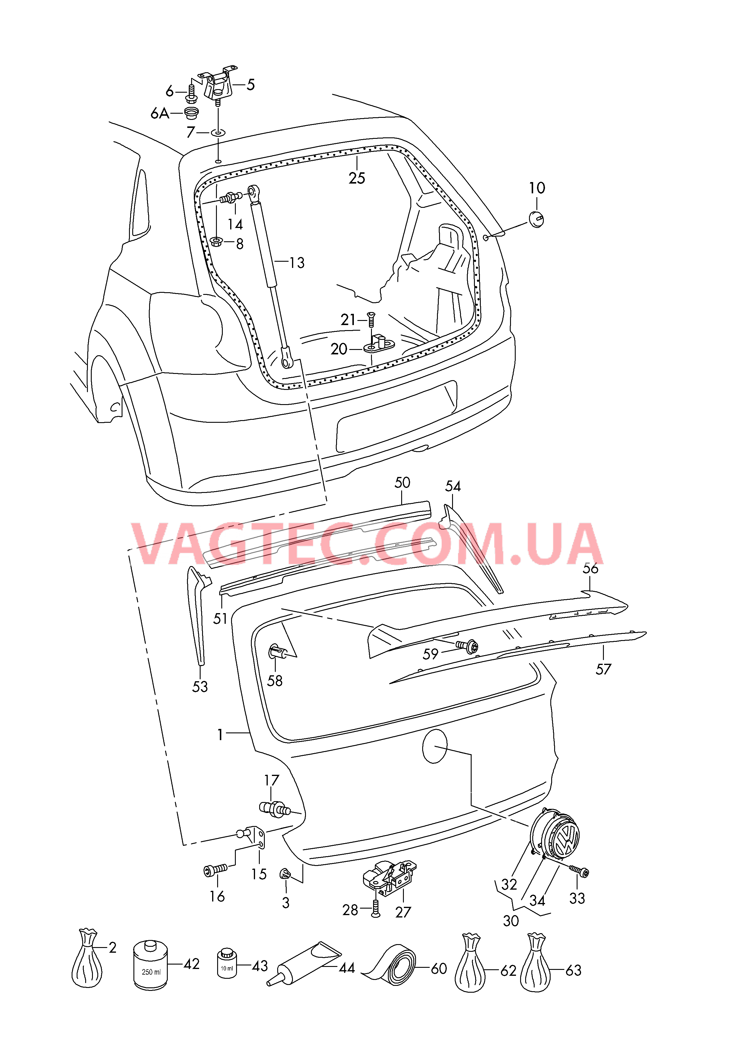 Крышка багажного отсека Замок Cпойлер вдоль края крыши  для VOLKSWAGEN Polo 2015-2