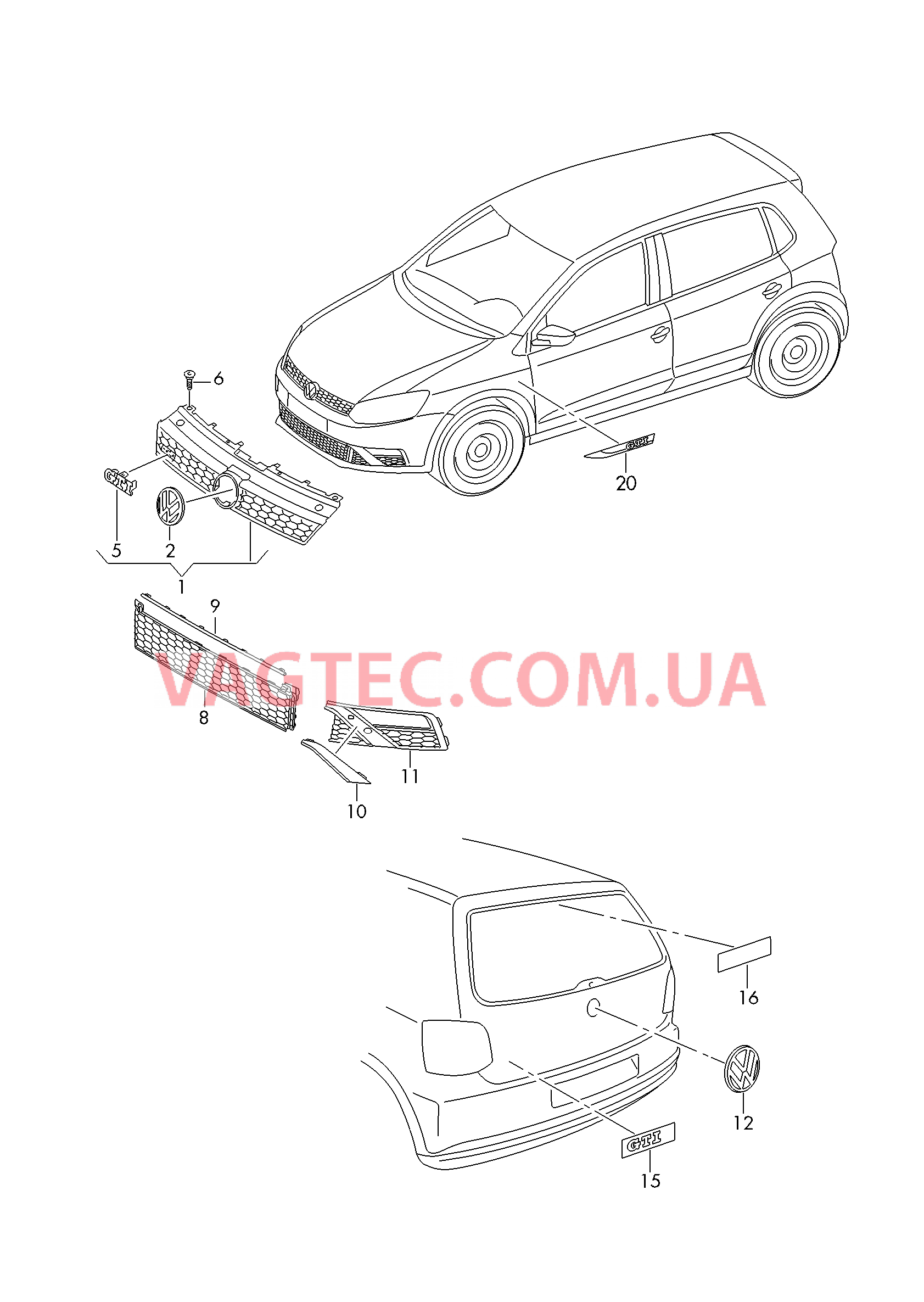 Решётка радиатора Надписи  для VOLKSWAGEN Polo 2019