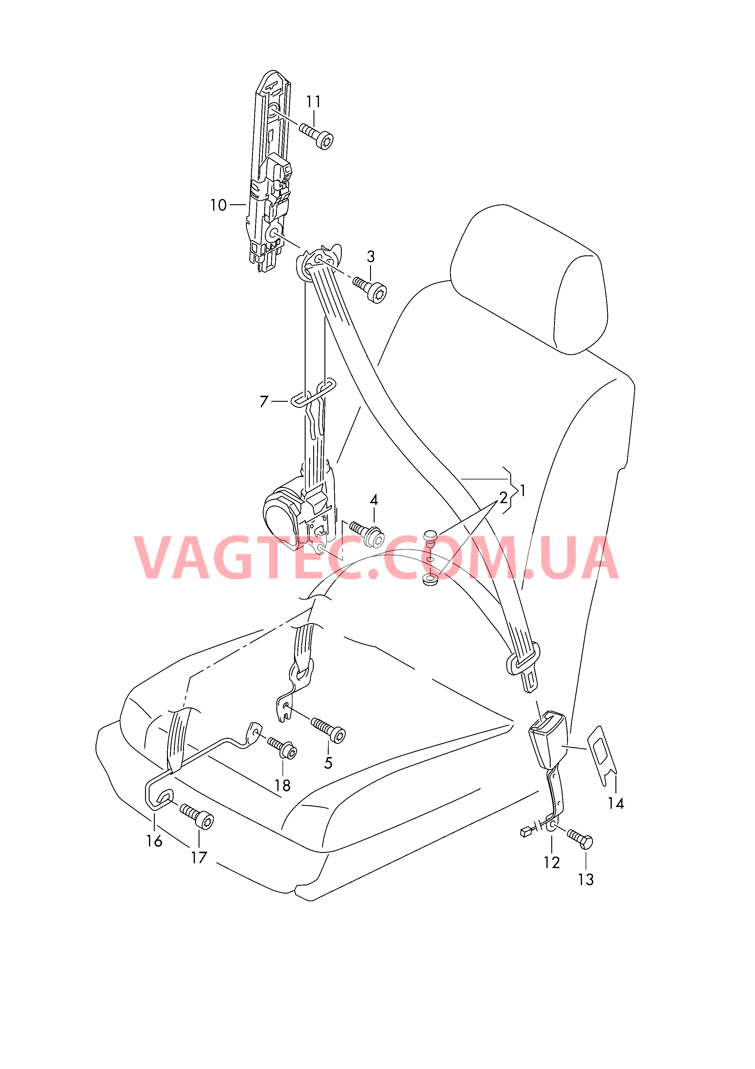 Трехточечн. ремень безопасн.  для VOLKSWAGEN Polo 2017-1