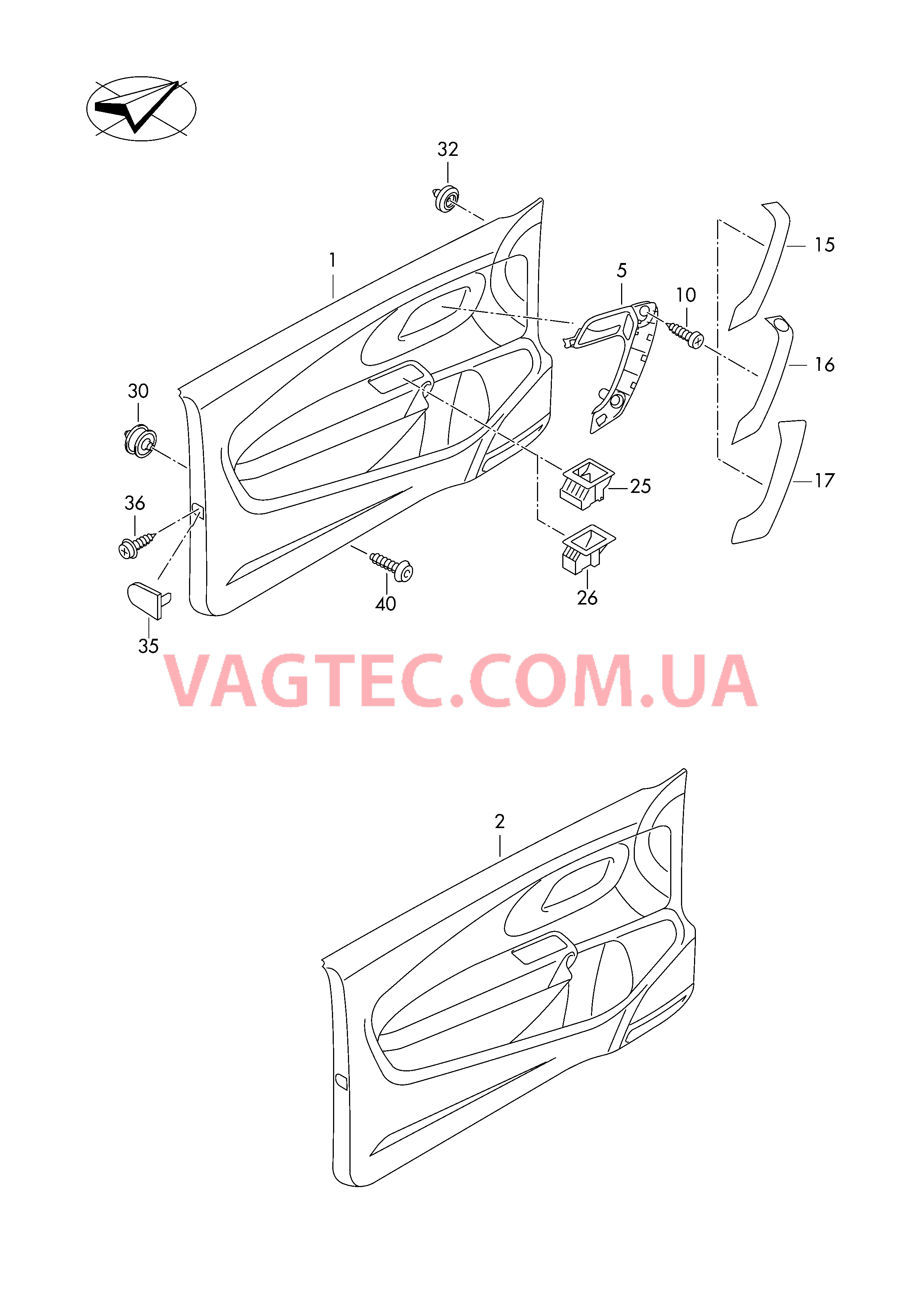 Обивка двери  для VOLKSWAGEN Polo 2013-2