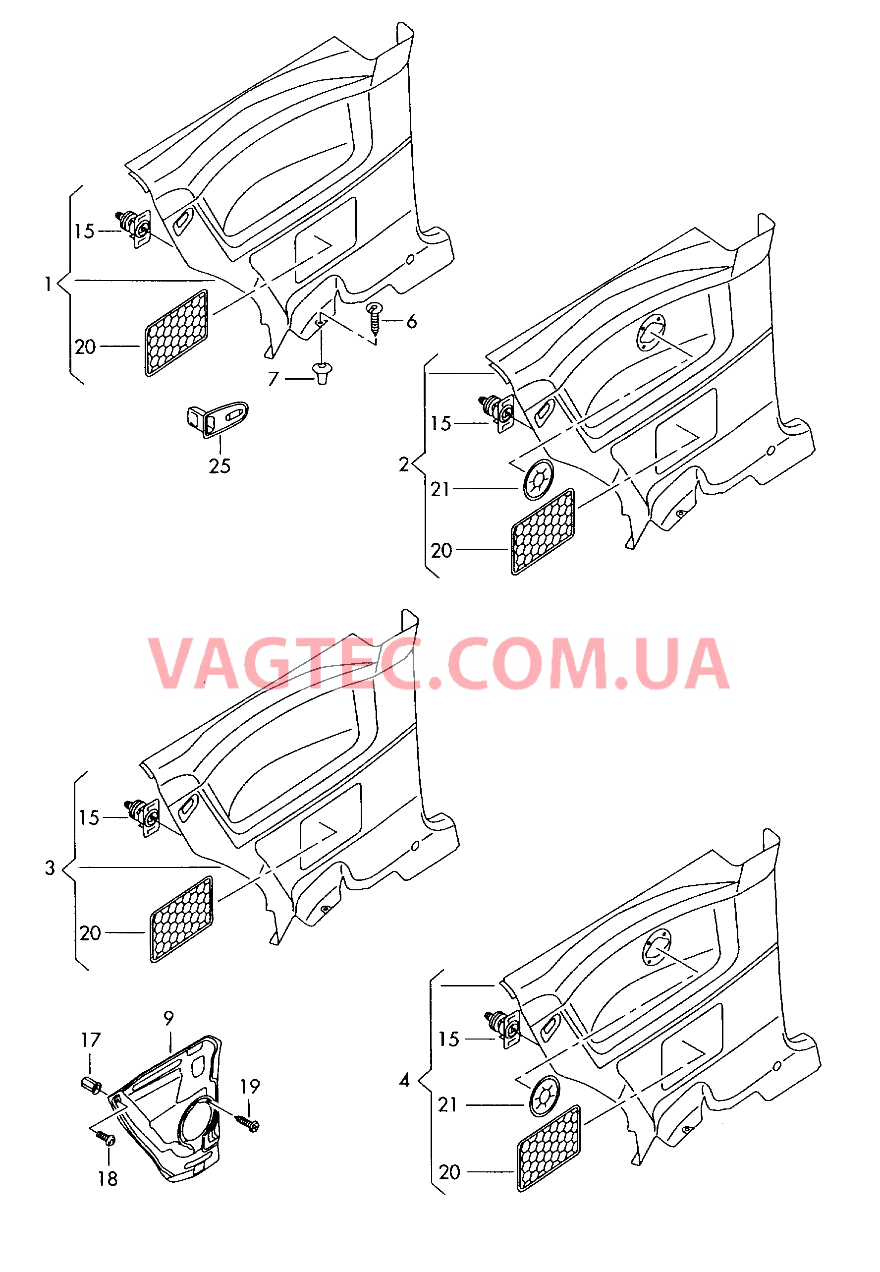 Боковая обивка  F 9N-4-034 001>>* для VOLKSWAGEN Polo 2005