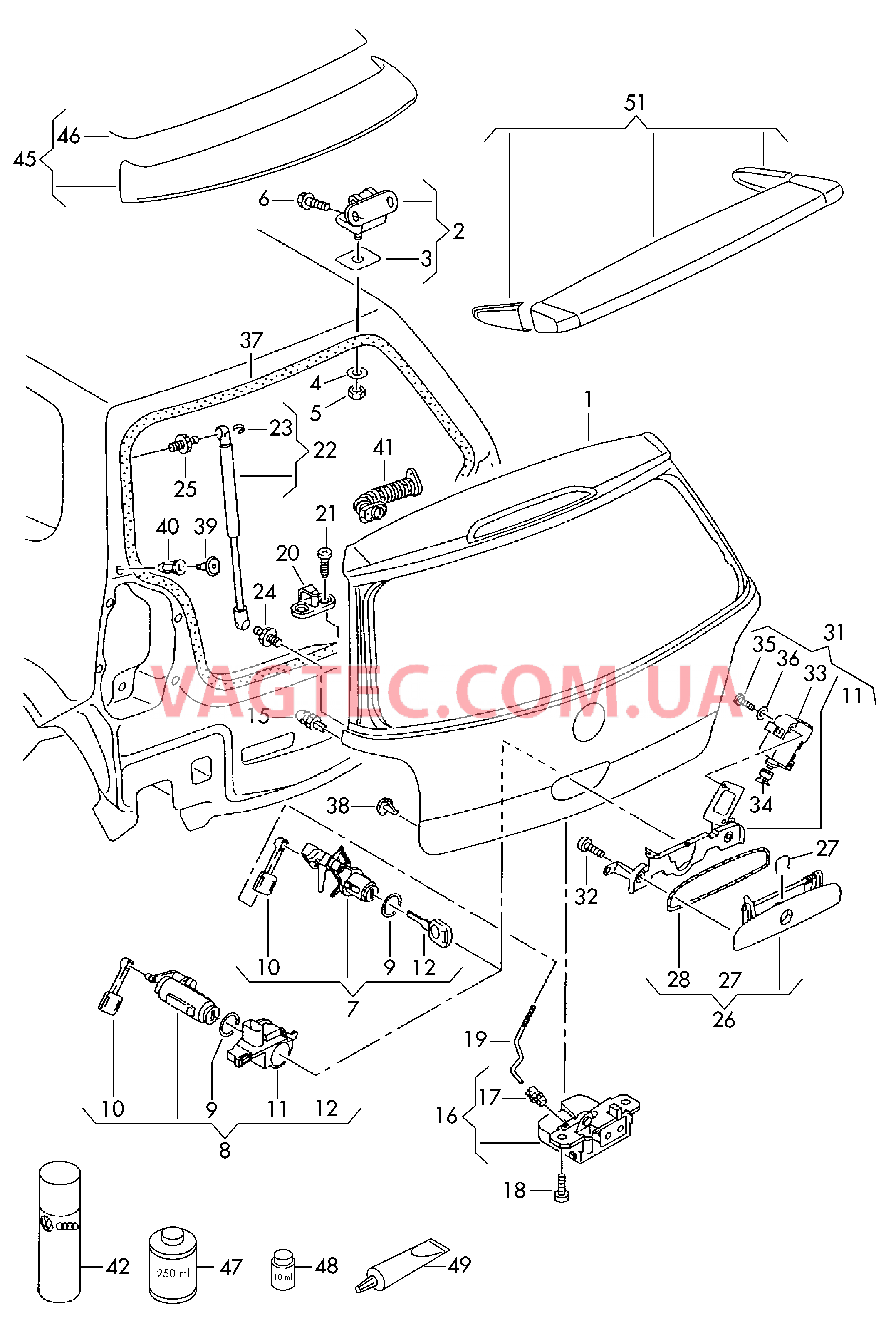 Крышка багажного отсека Замок  для VOLKSWAGEN Polo 2005