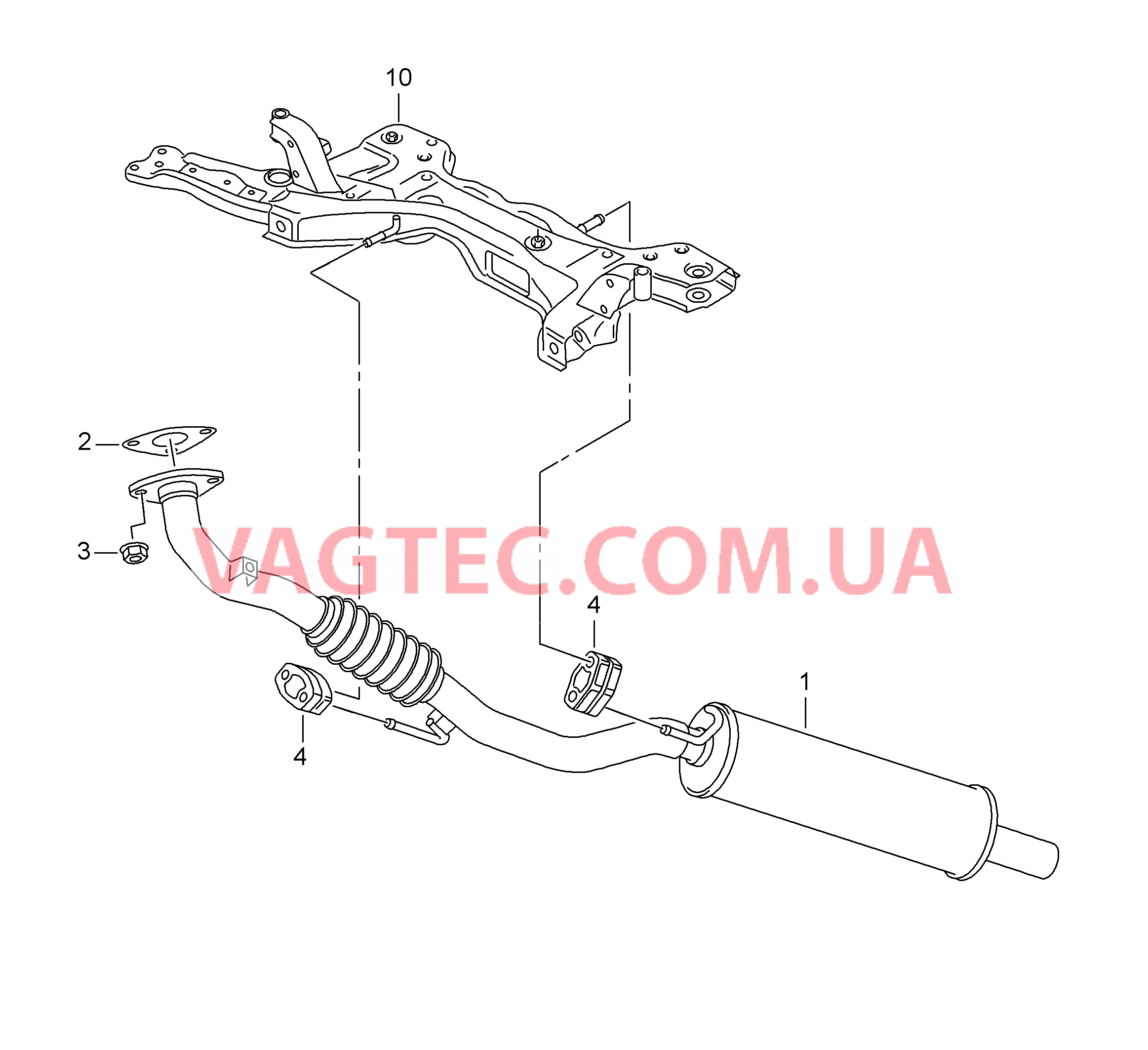 Труба выпуска ОГ с передним глушителем  для VOLKSWAGEN Polo 2013-2