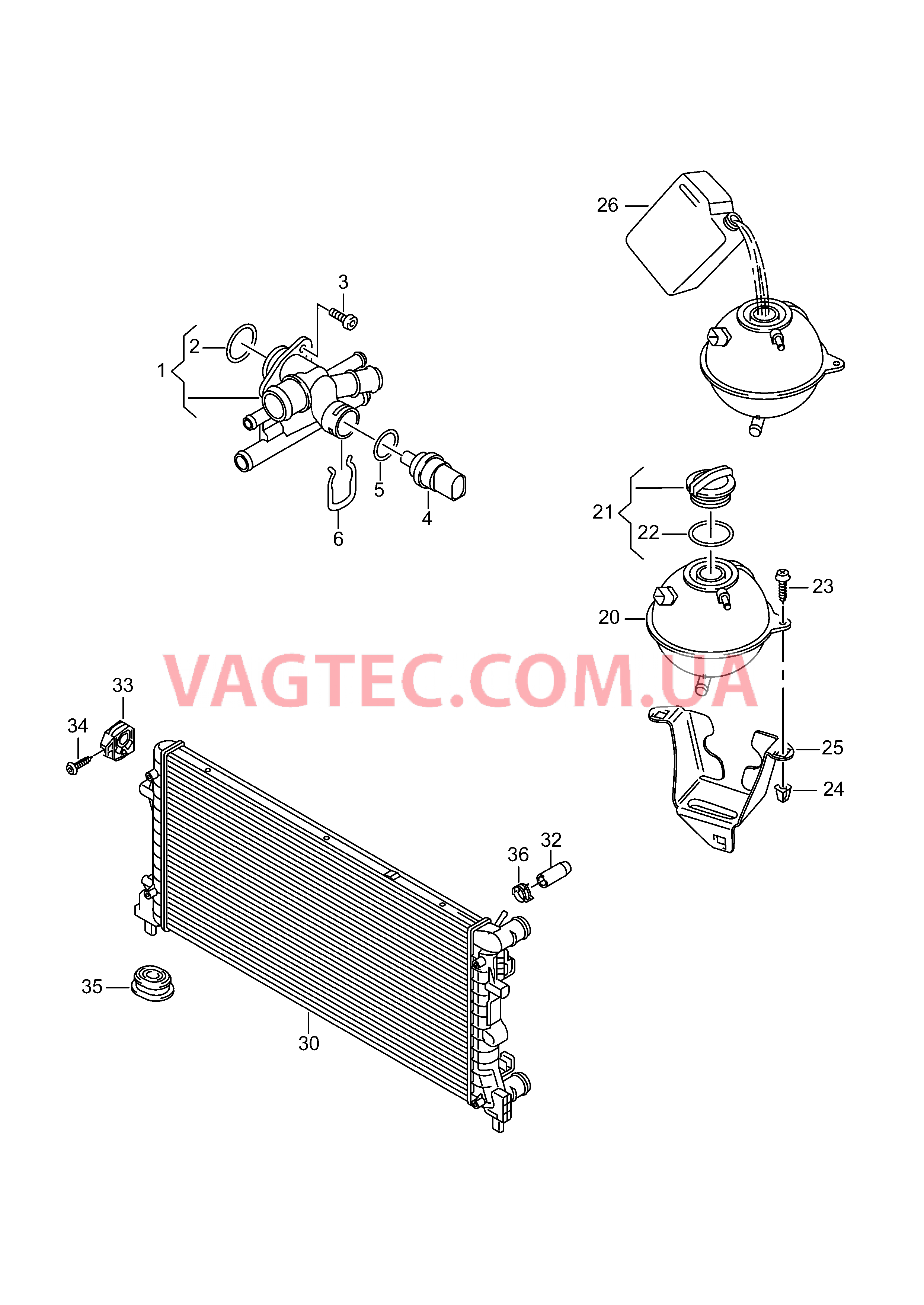 Патрубок с датчиком температуры  Бачок, компенсационный Радиатор охлаждающей жидкости  для VOLKSWAGEN Polo 2014-2