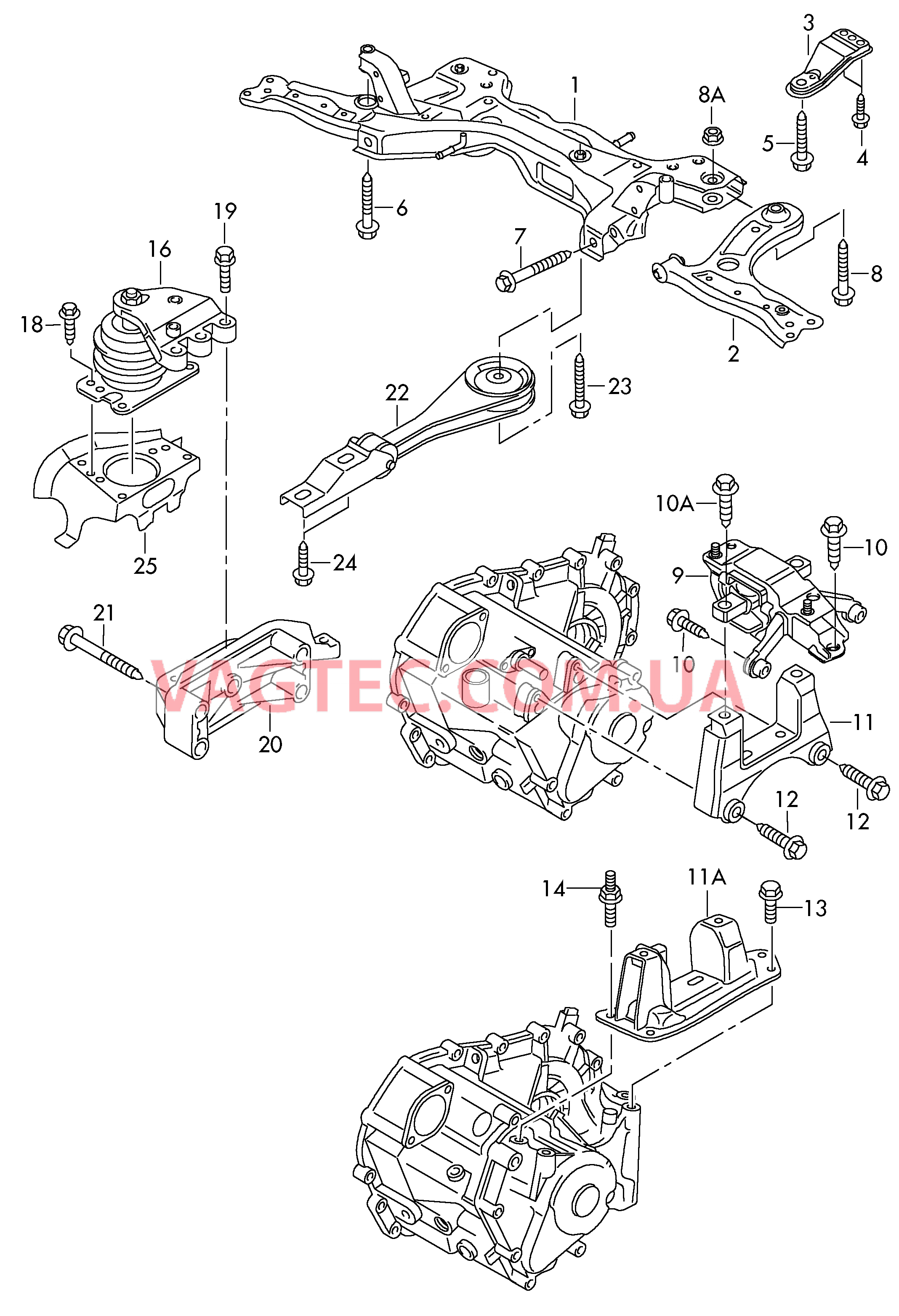 Детали крепления для двигателя и КП  для VOLKSWAGEN Polo 2010-1