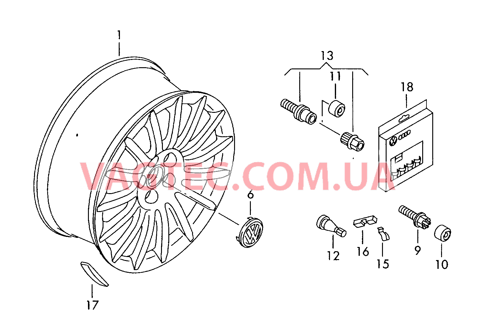 Алюминиевый диск Колпак колеса  для VOLKSWAGEN Polo 2005-1