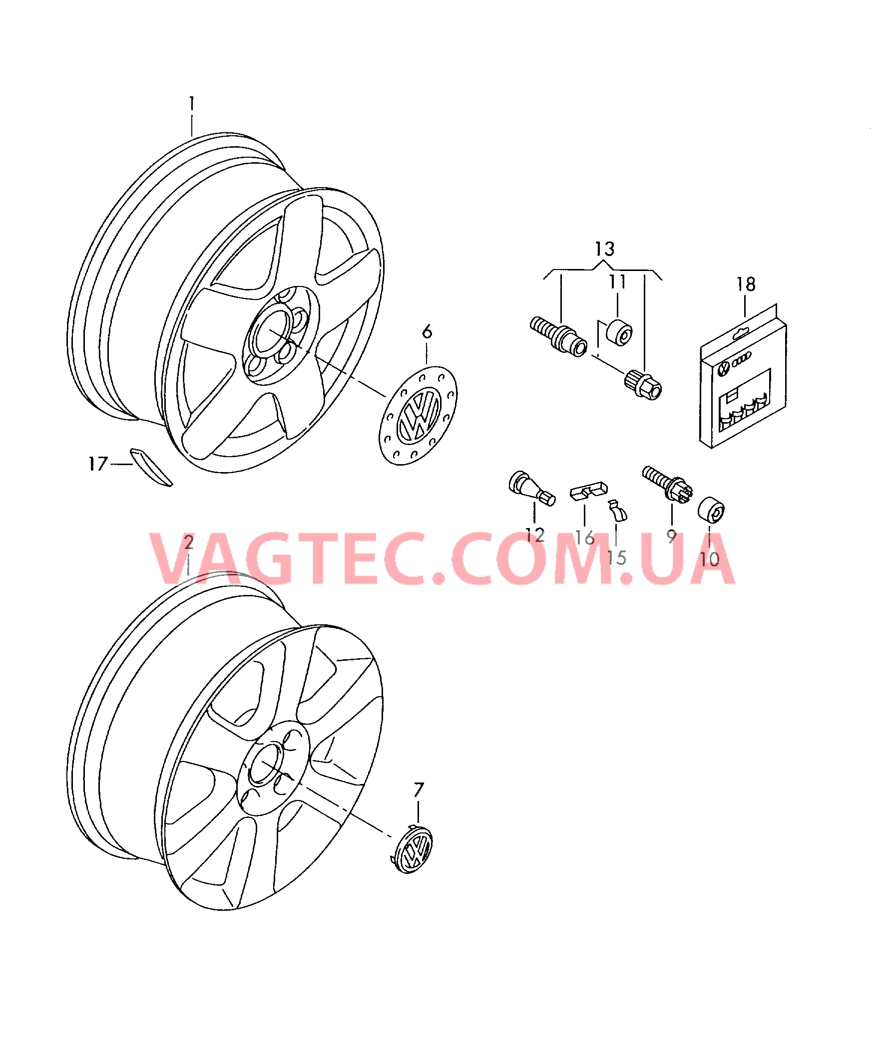 Алюминиевый диск Колпак колеса  для VOLKSWAGEN Polo 2005-1