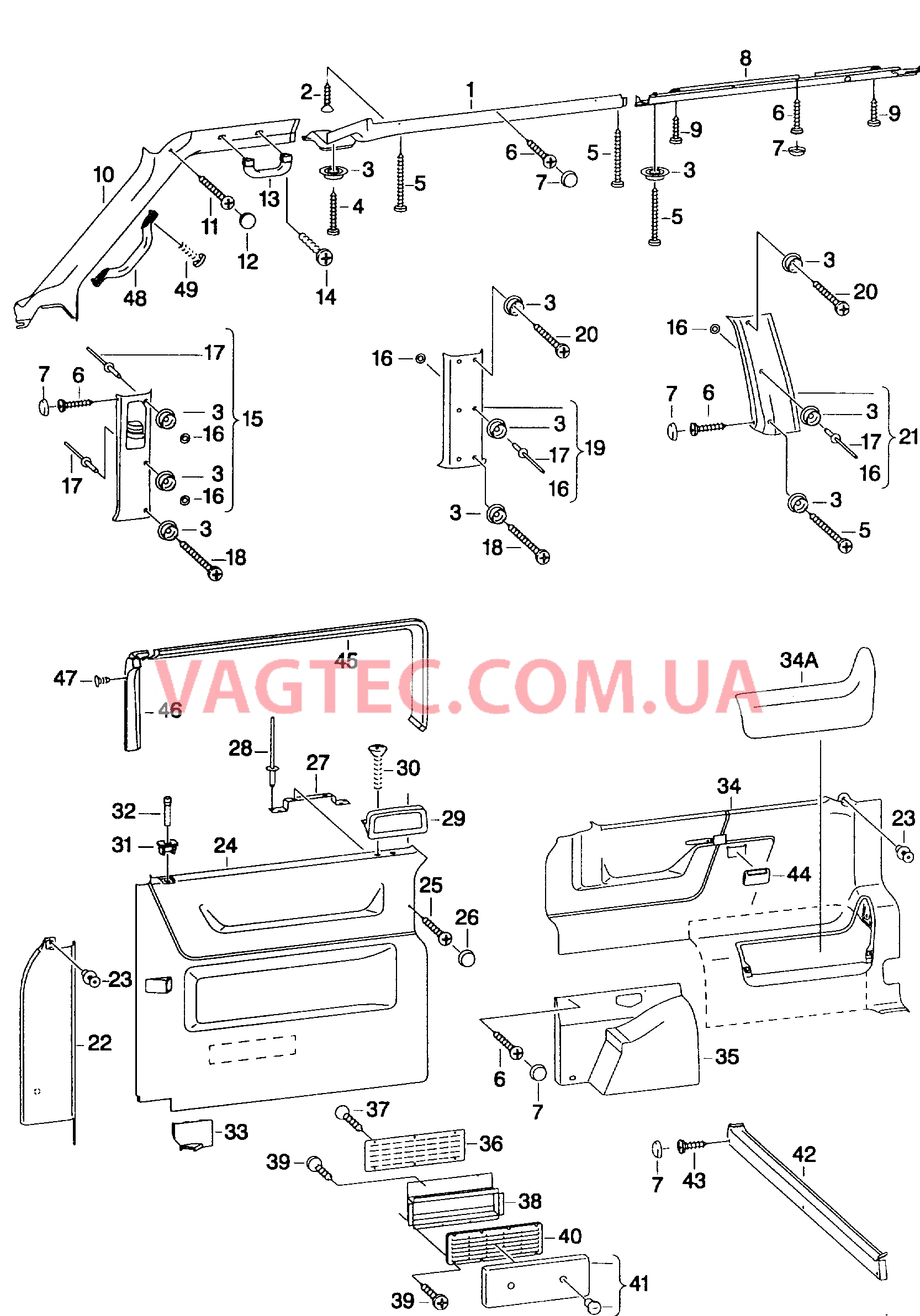 Облицовка/обшивка, боковая Облицовка стойки  для VOLKSWAGEN Transporter 2001