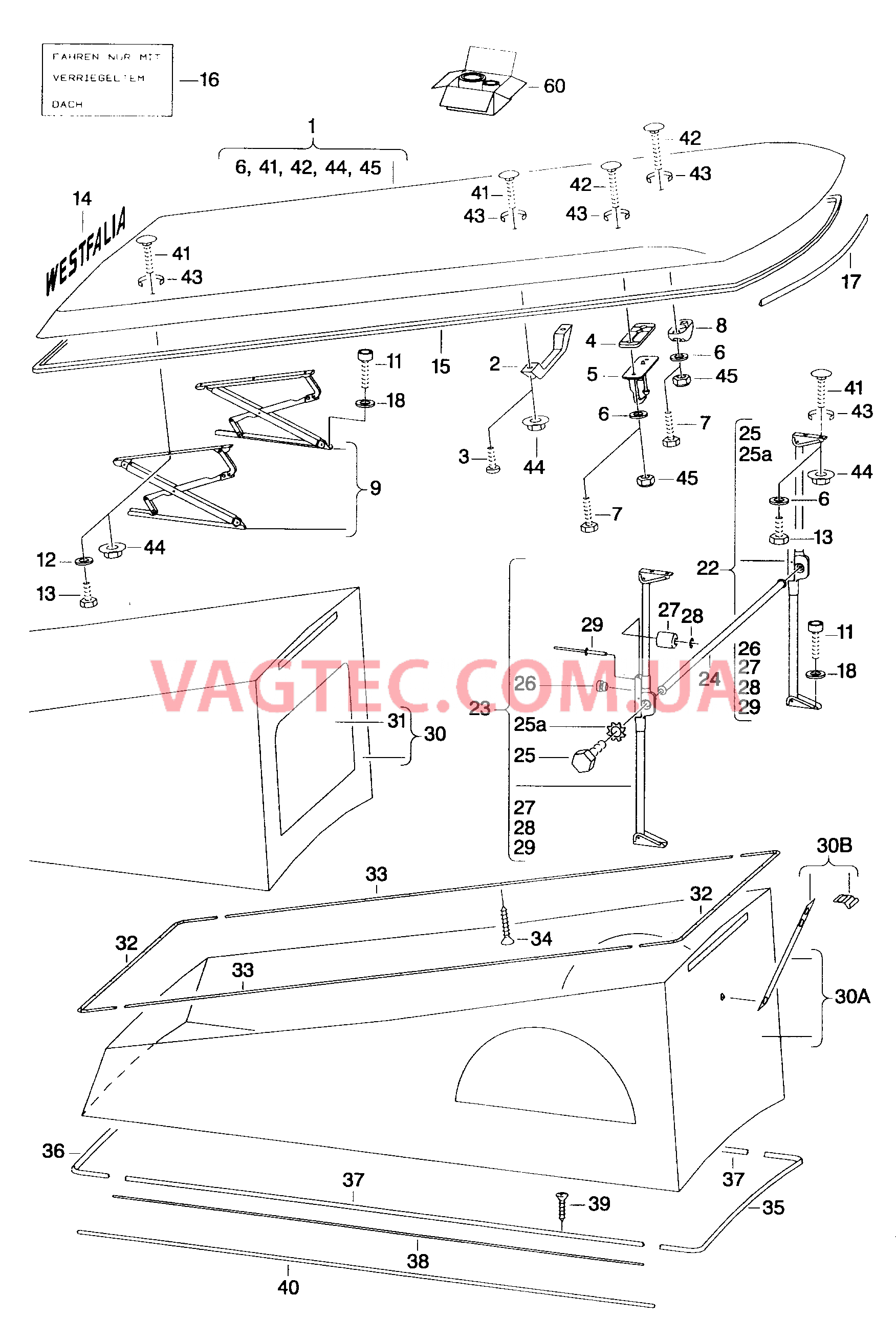 Подъёмный люк Гофрированный чехол   F             >> 70-X-200 000 для VOLKSWAGEN Transporter 2001