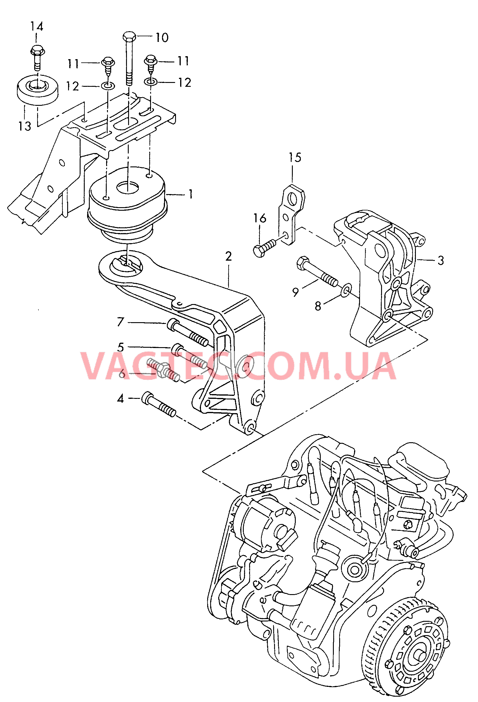 Детали крепежные для двигателя  для VOLKSWAGEN Transporter 2004