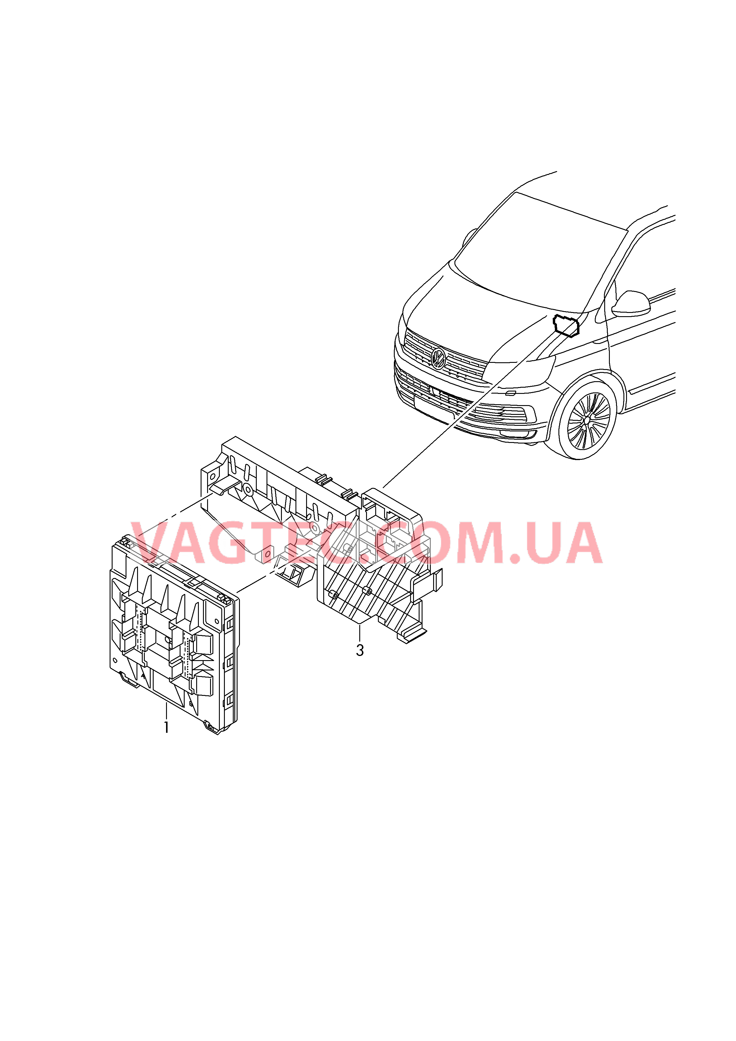 БУ (BCM) систем комфорта, межсетевого интерфейса и бортовой сети    D - 02.11.2015>> - 11.01.2016 для VOLKSWAGEN Transporter 2019