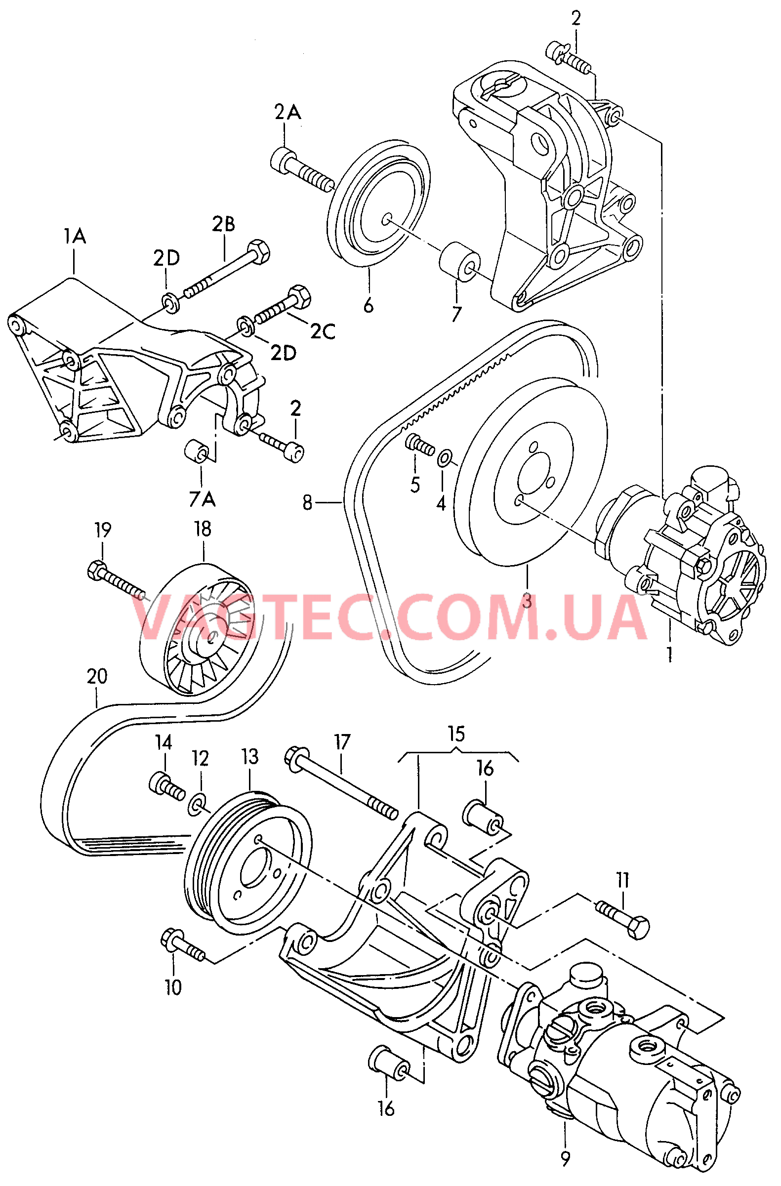 Крыльчатый насос для ГУРа  для VOLKSWAGEN Transporter 2004