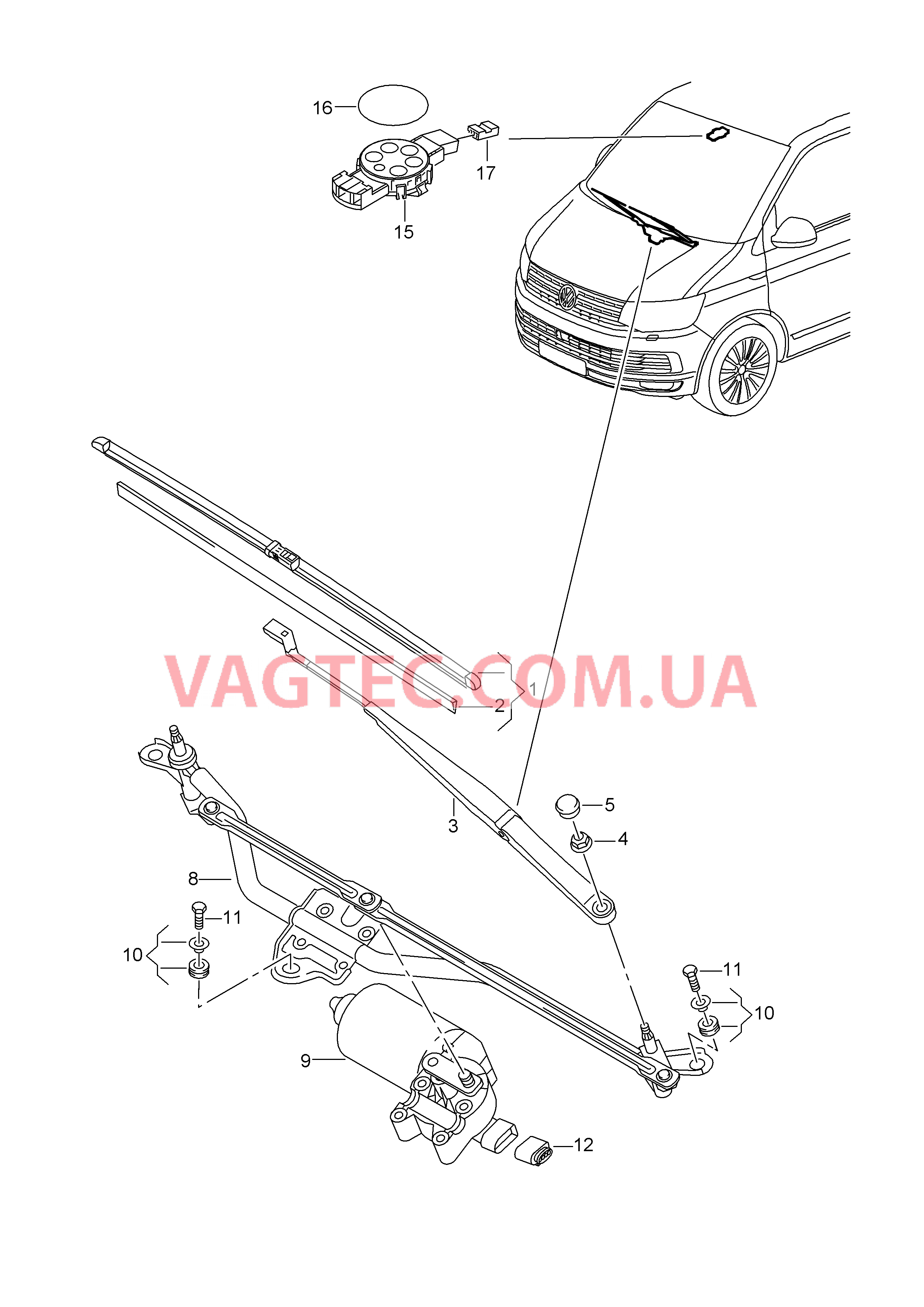 Cтеклоочиститель Привод стеклоочистителей Датчик дождя  для VOLKSWAGEN Transporter 2016