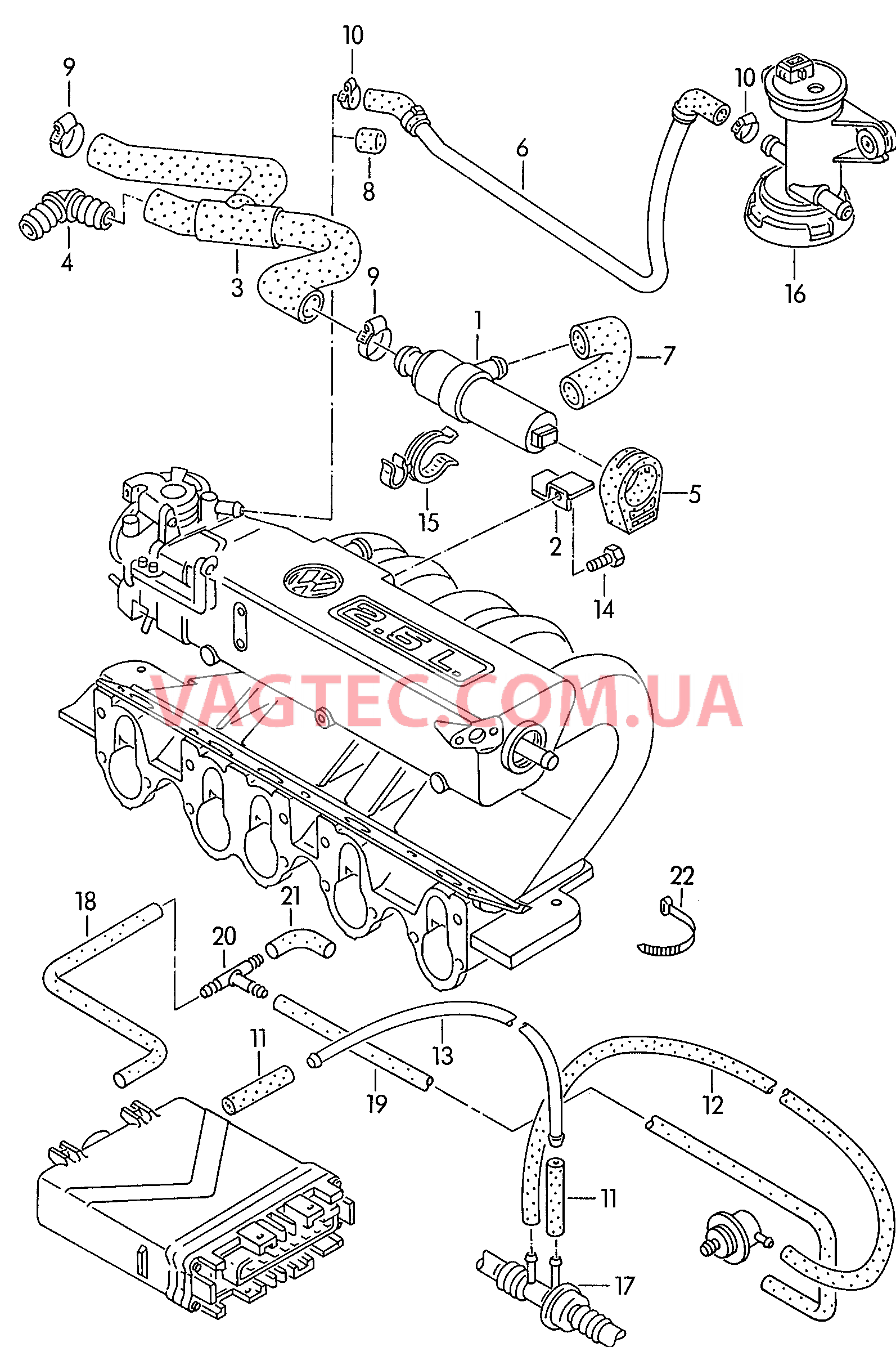 Вакуумная система Cистема улавл. паров топлива  для VOLKSWAGEN Transporter 2003