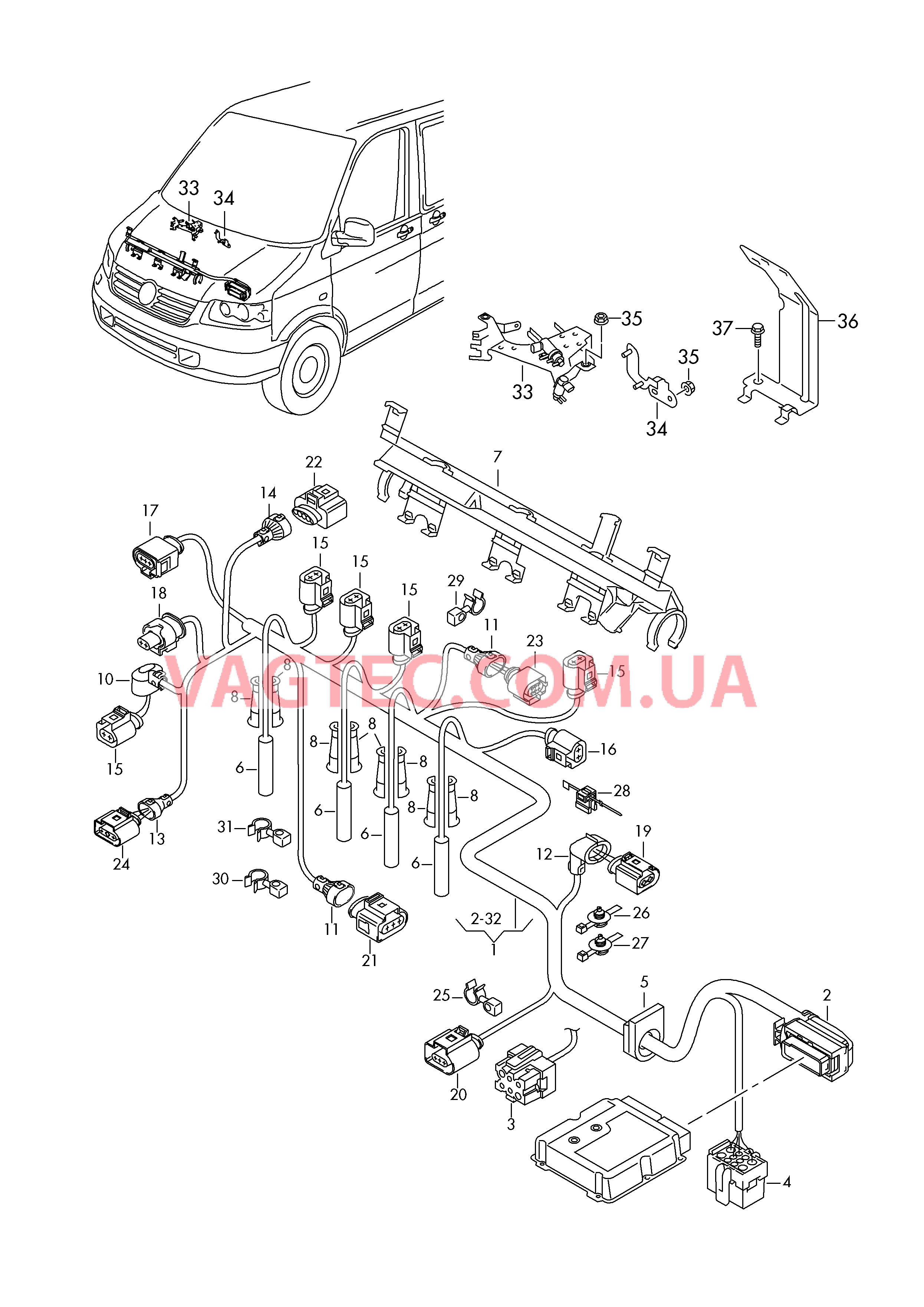 Жгут проводов для двигателя Держатель свечей накаливания Форсунка  для VOLKSWAGEN Transporter 2016-1