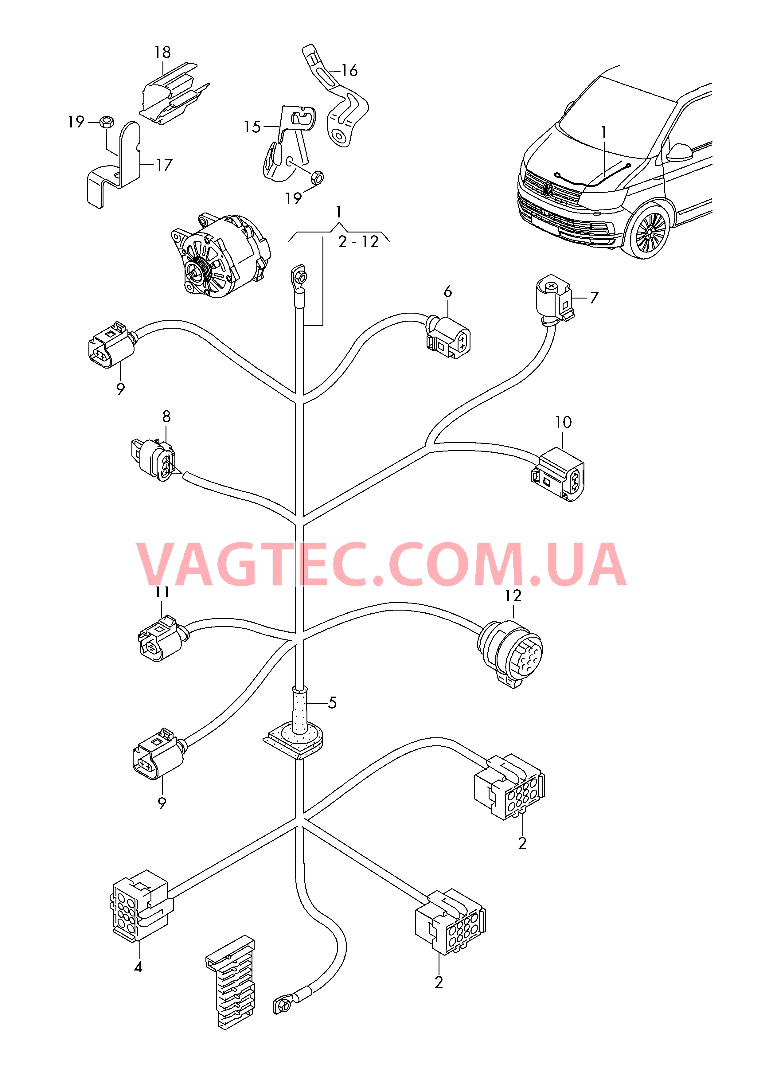 Жгут проводов для двигателя и генератора  для VOLKSWAGEN Transporter 2016