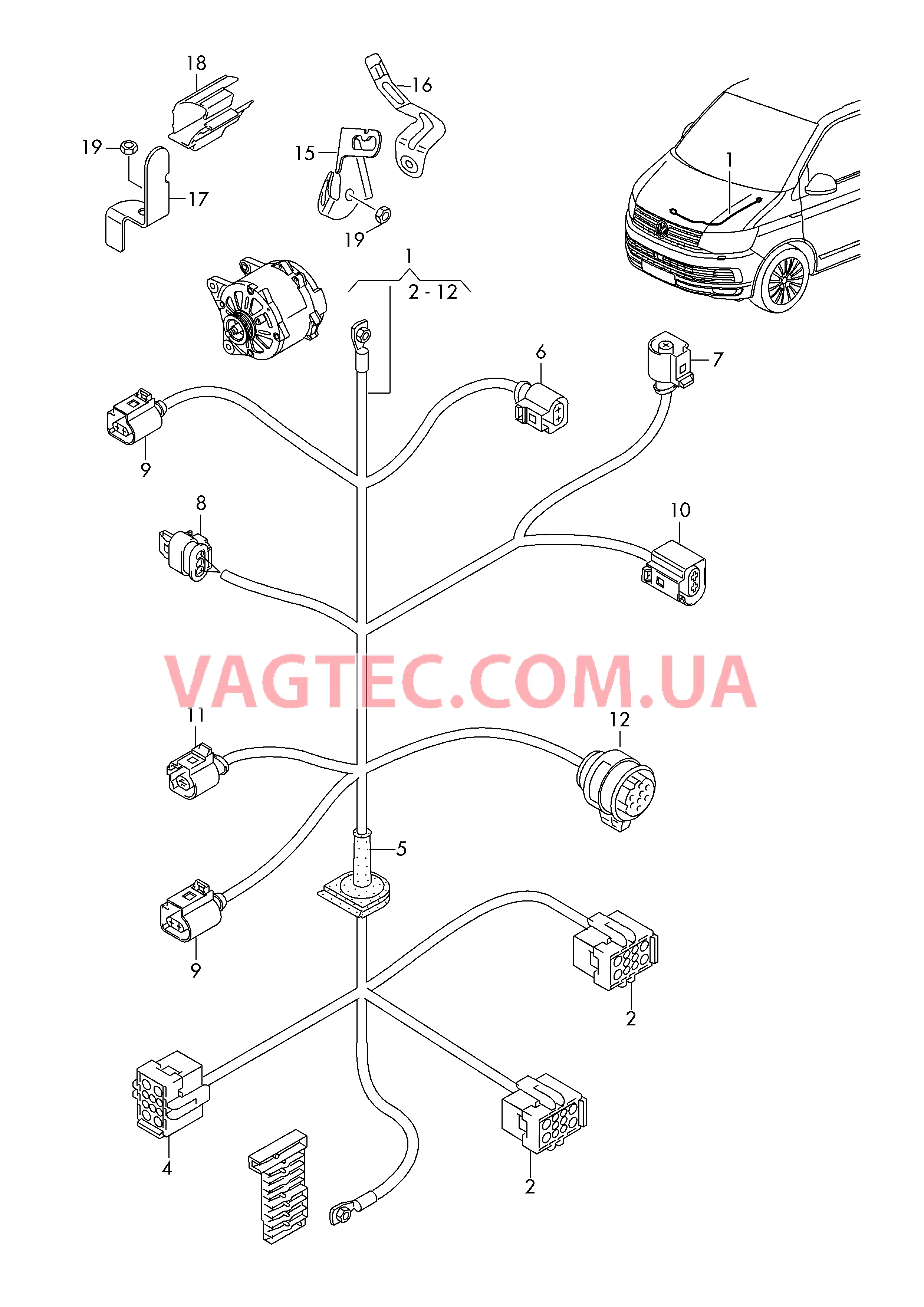 Жгут проводов для двигателя и генератора  для VOLKSWAGEN Transporter 2017