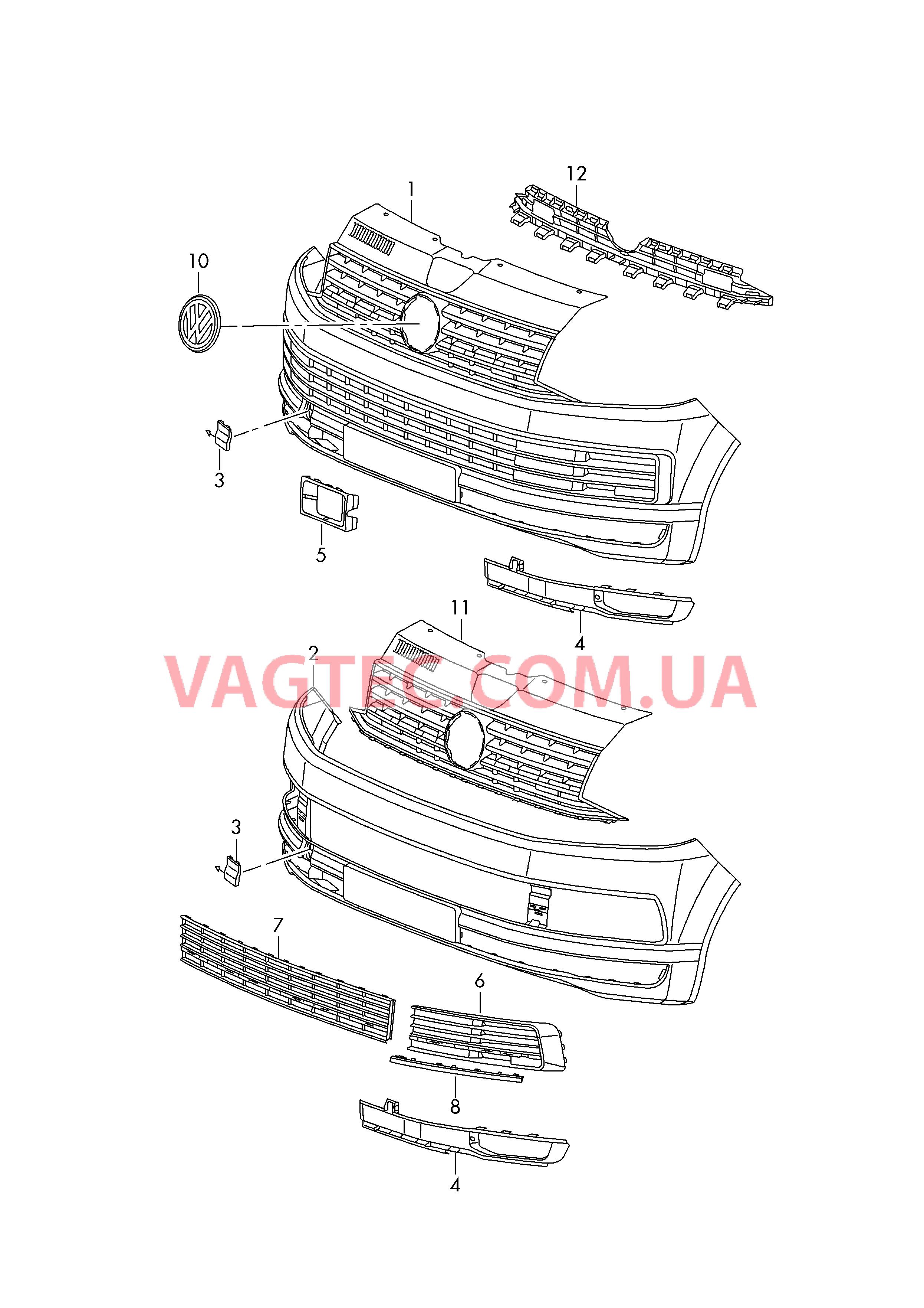 Облицовка бампера  для VOLKSWAGEN Transporter 2017-1