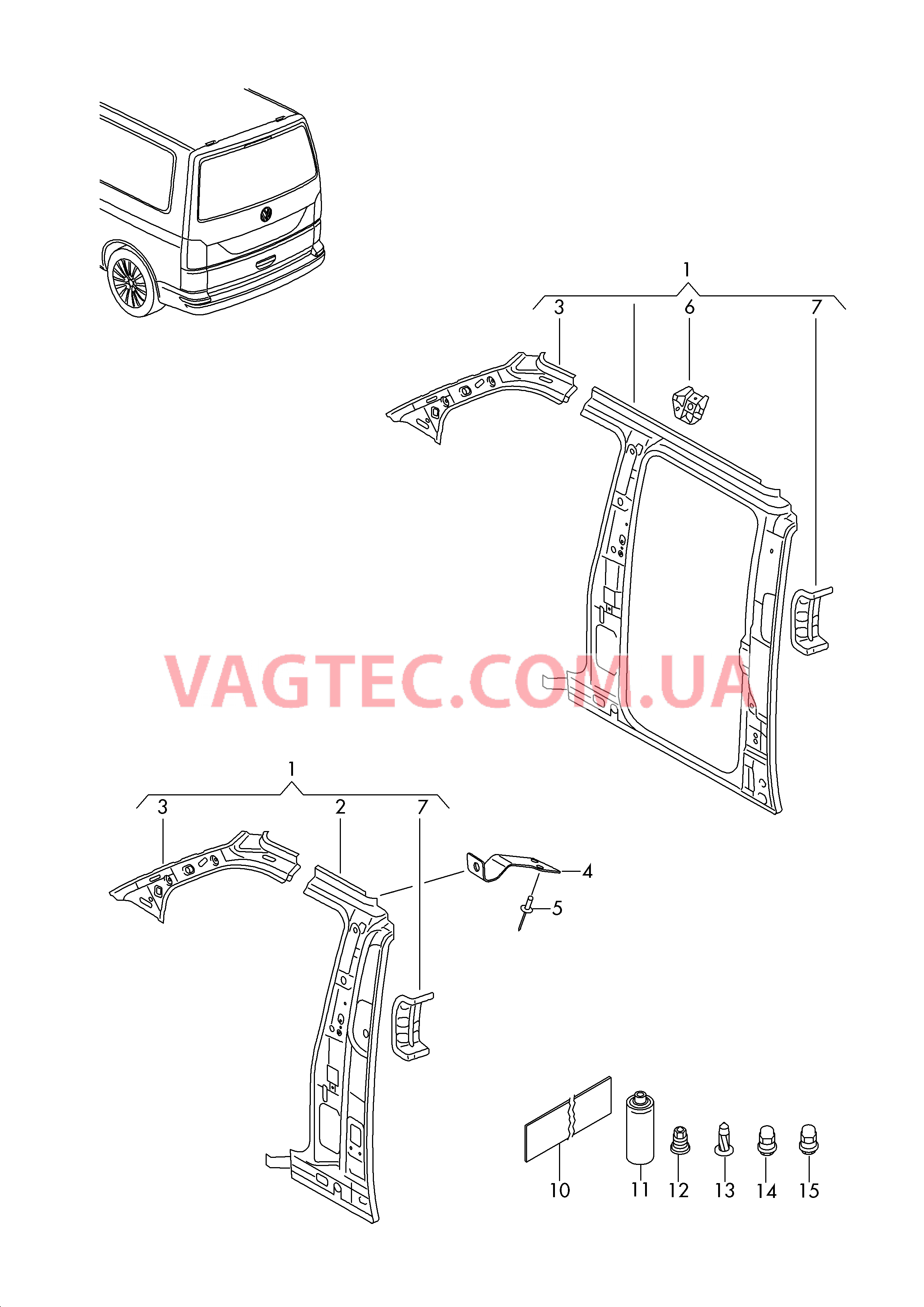 Боковина, внутренняя  для VOLKSWAGEN Transporter 2016-1