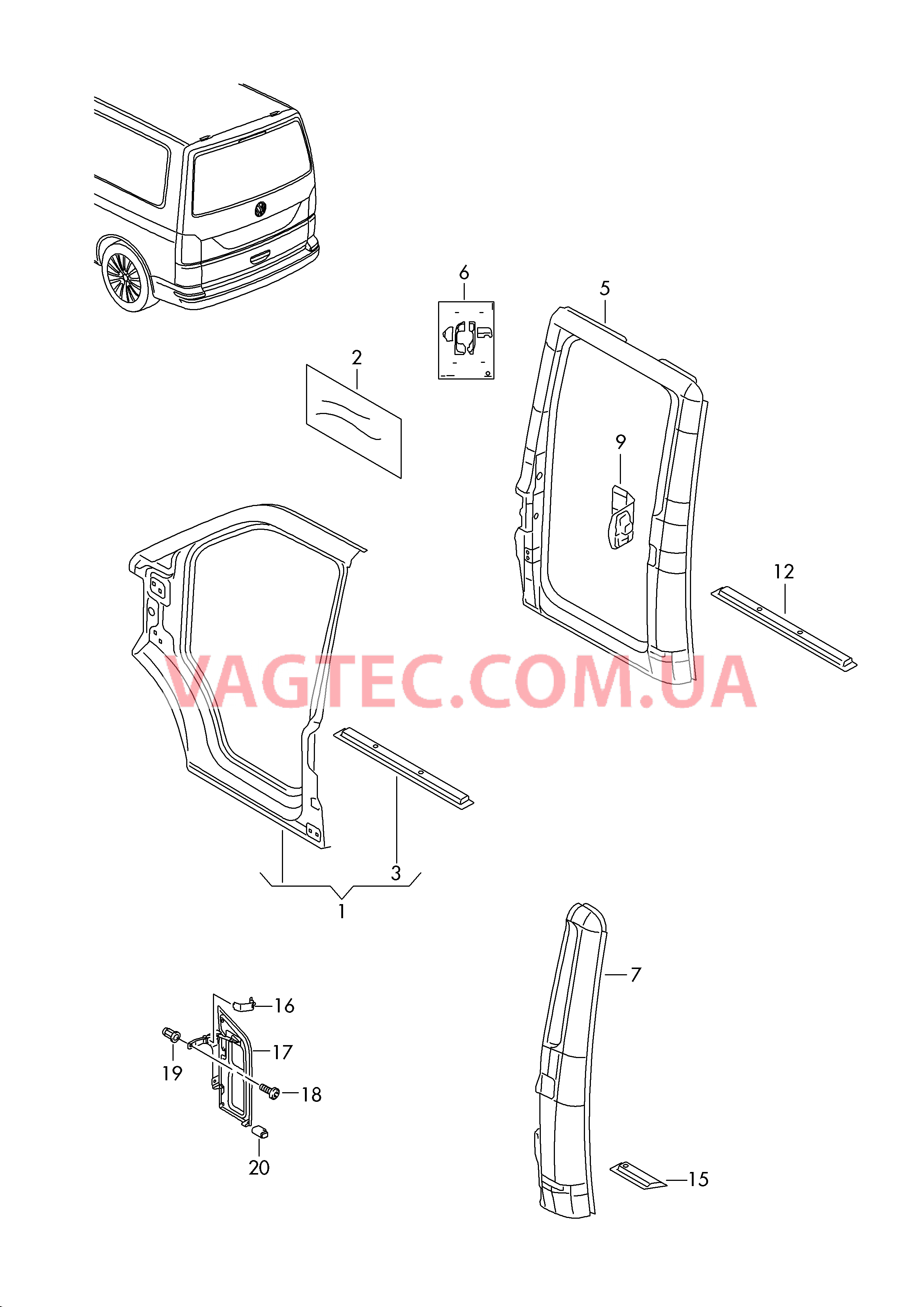 Деталь боковая  для VOLKSWAGEN Transporter 2019-1