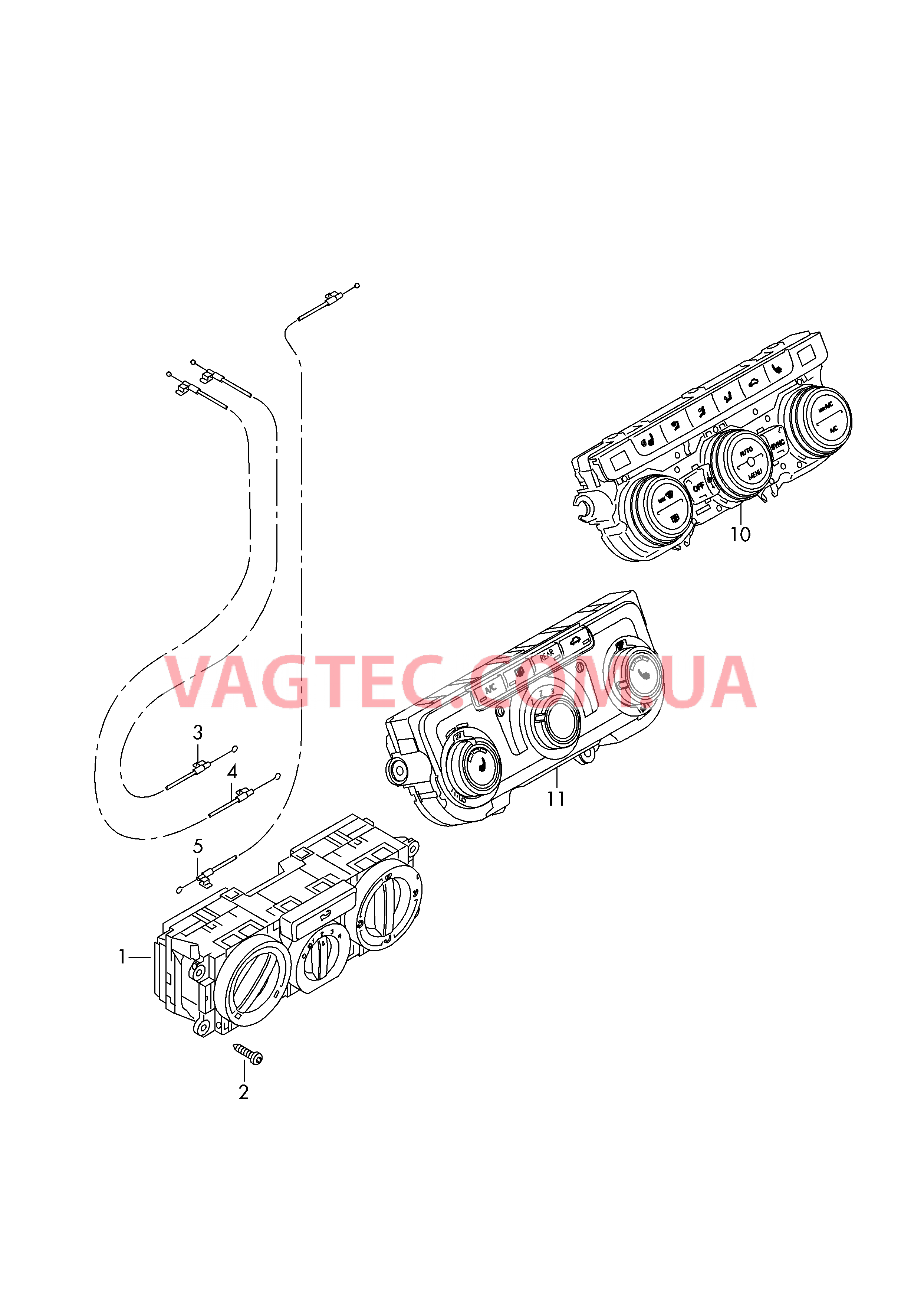 Pегулировка подачи свежего и теплого воздуха  Гибкая тяга  для VOLKSWAGEN Transporter 2019-1