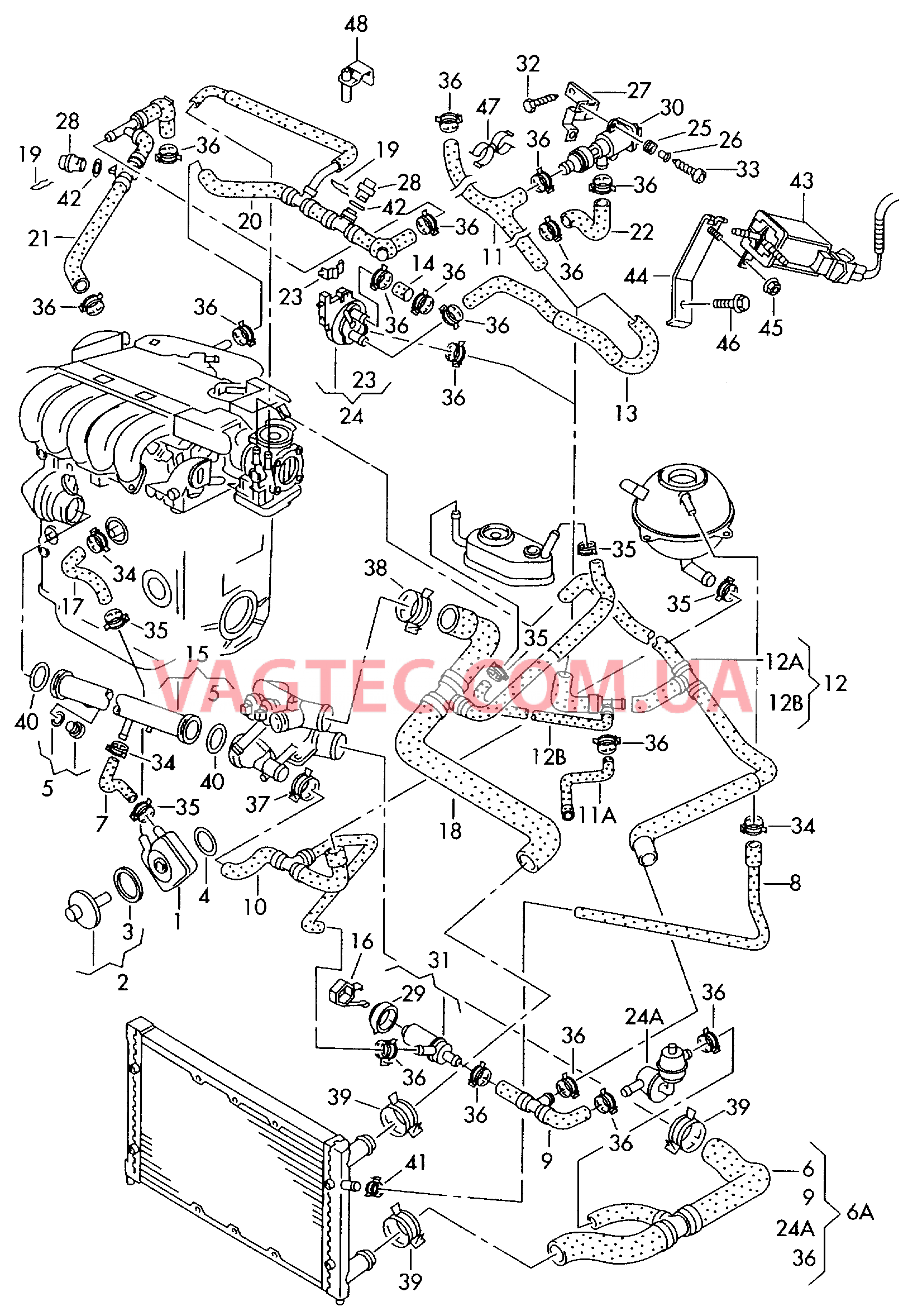 Шланги ОЖ и трубки    см. панель иллюстраций:  F             >> 70-X-080 000* F 70-X-080 001>>* для VOLKSWAGEN Transporter 2001