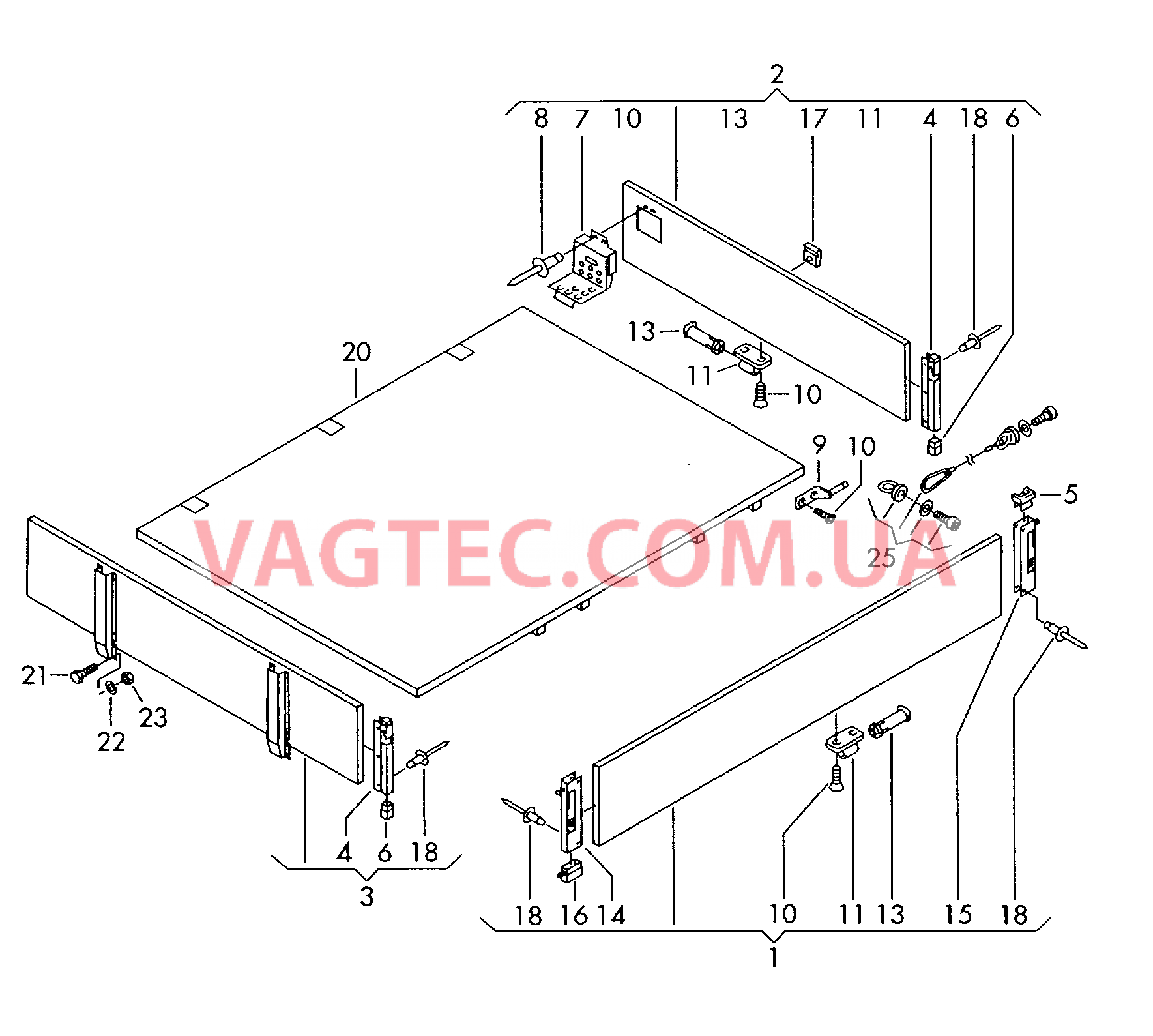 Откидные борта  для VOLKSWAGEN Transporter 2004-2