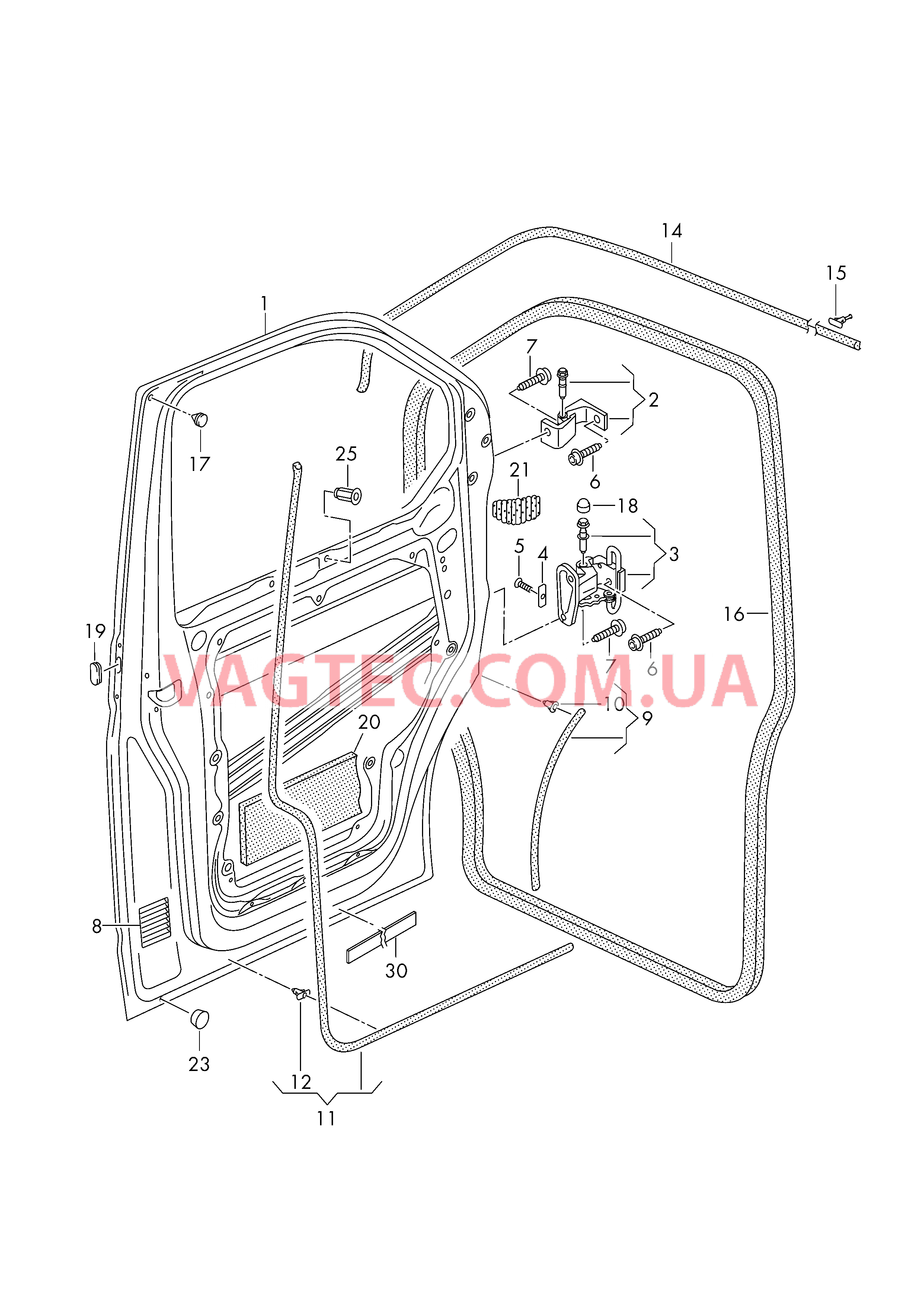 Двери Уплотнитель двери  для VOLKSWAGEN Transporter 2010-1