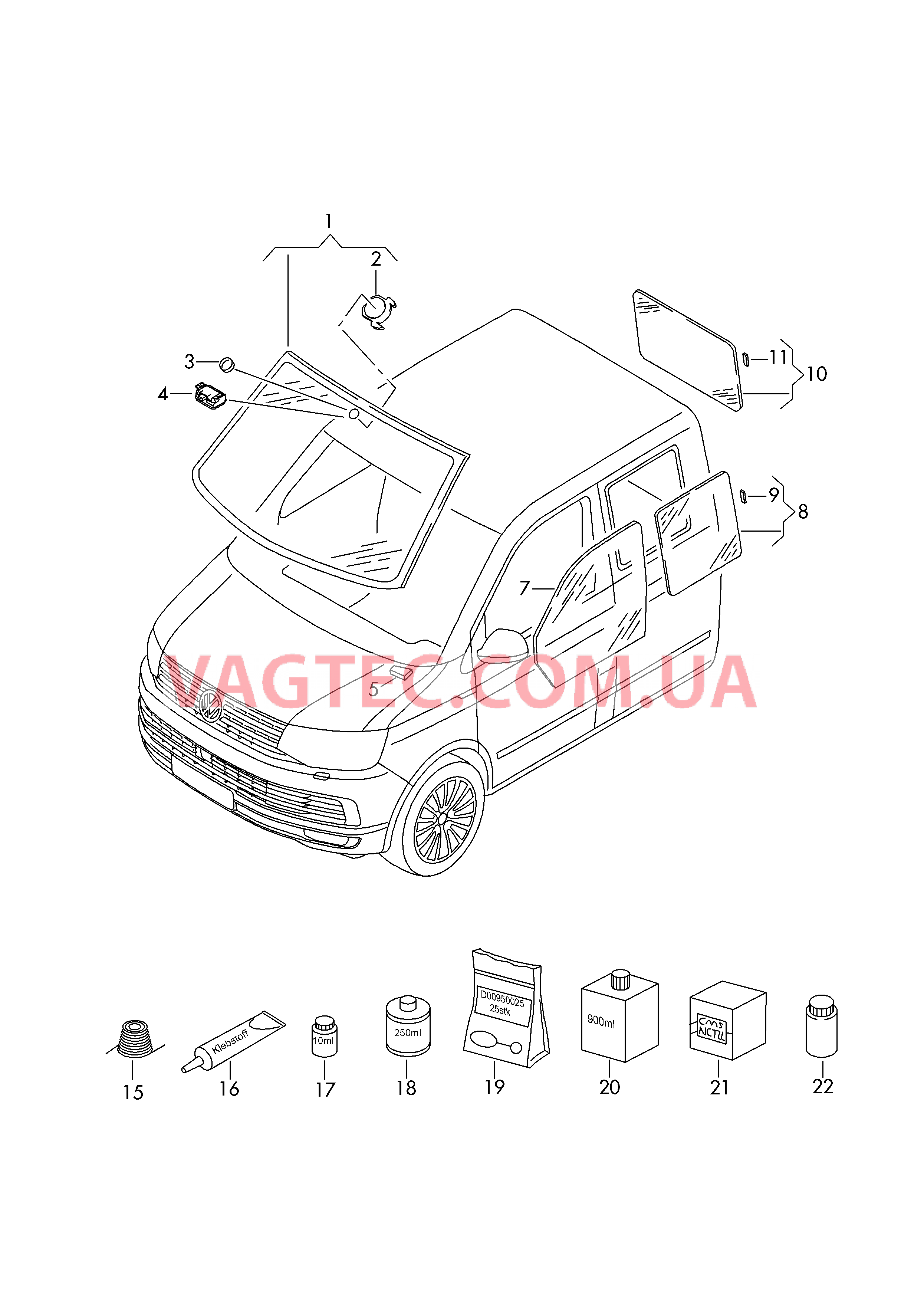 Стёкла  для VOLKSWAGEN Transporter 2016-1