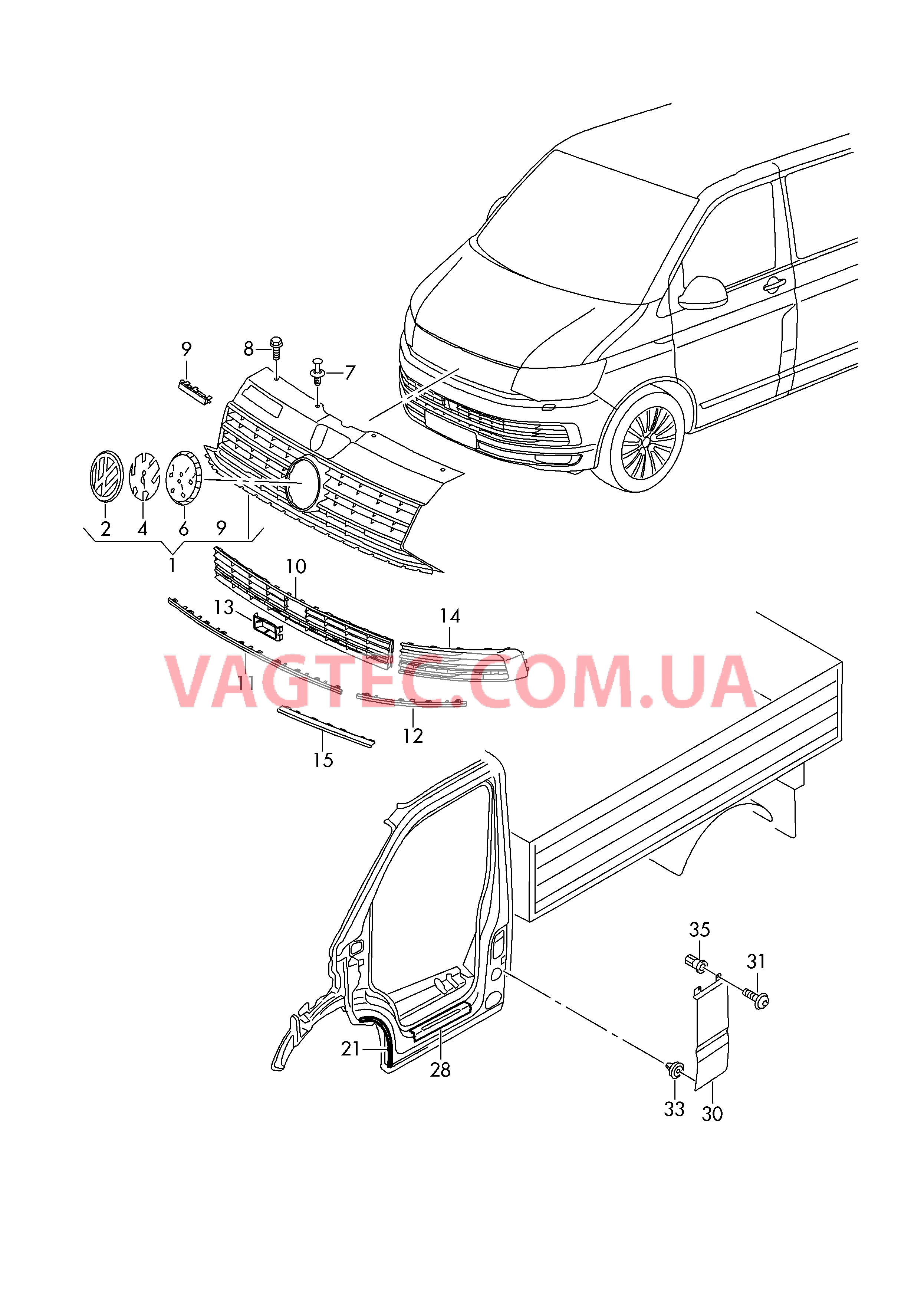 Решётка радиатора  для VOLKSWAGEN Transporter 2016-1