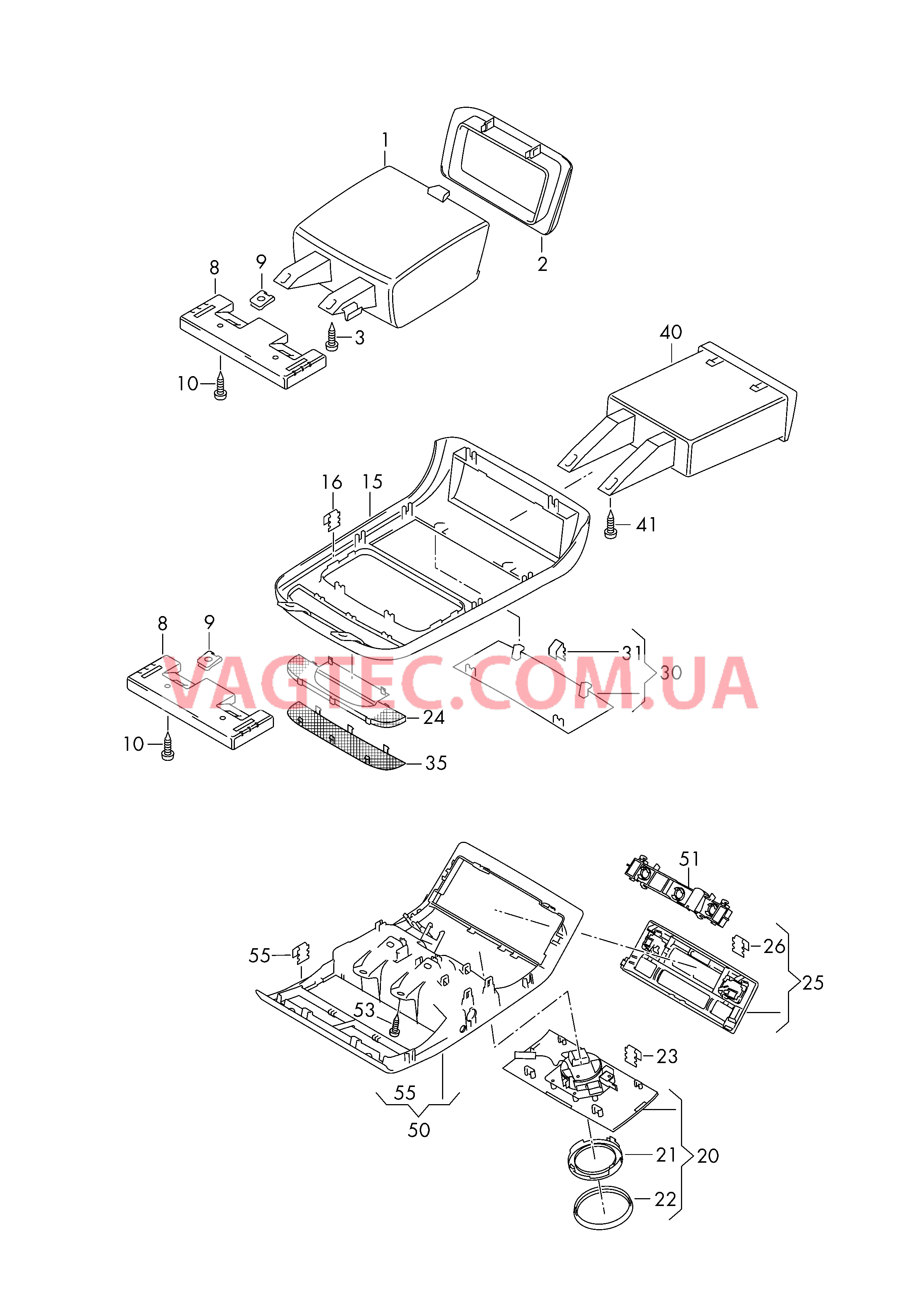 Потолочн.консоль с вещ.отсеком  для VOLKSWAGEN Transporter 2017-1