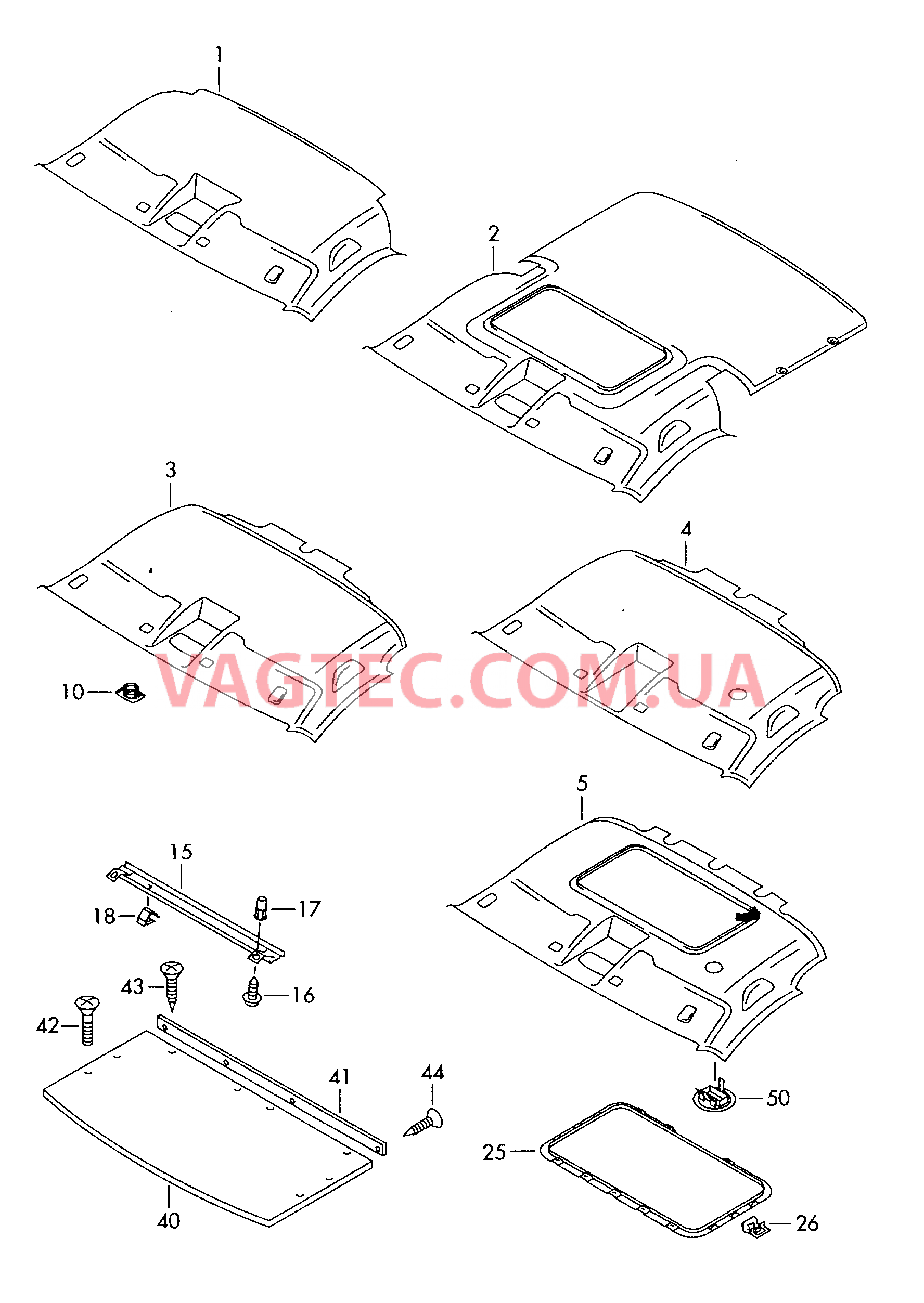 Обивка крыши Вещевое отделение крыши   F 7H-5-000 001>> для VOLKSWAGEN Transporter 2003-1