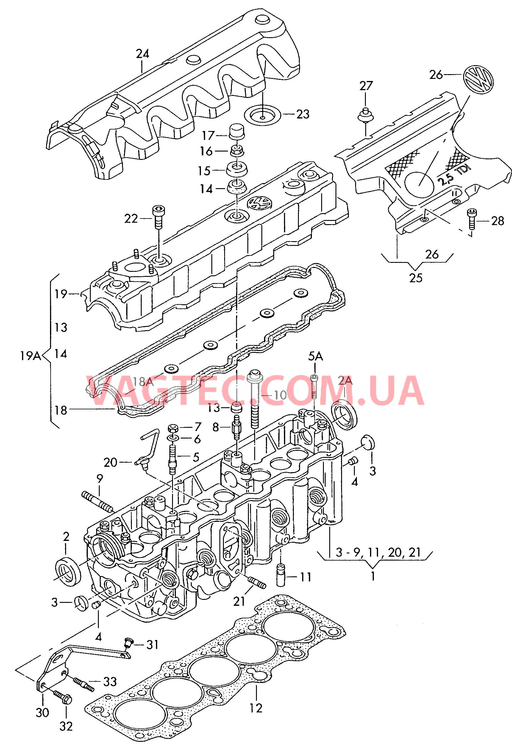 Головка блока цилиндров Крышка ГБЦ  для VOLKSWAGEN Transporter 2000