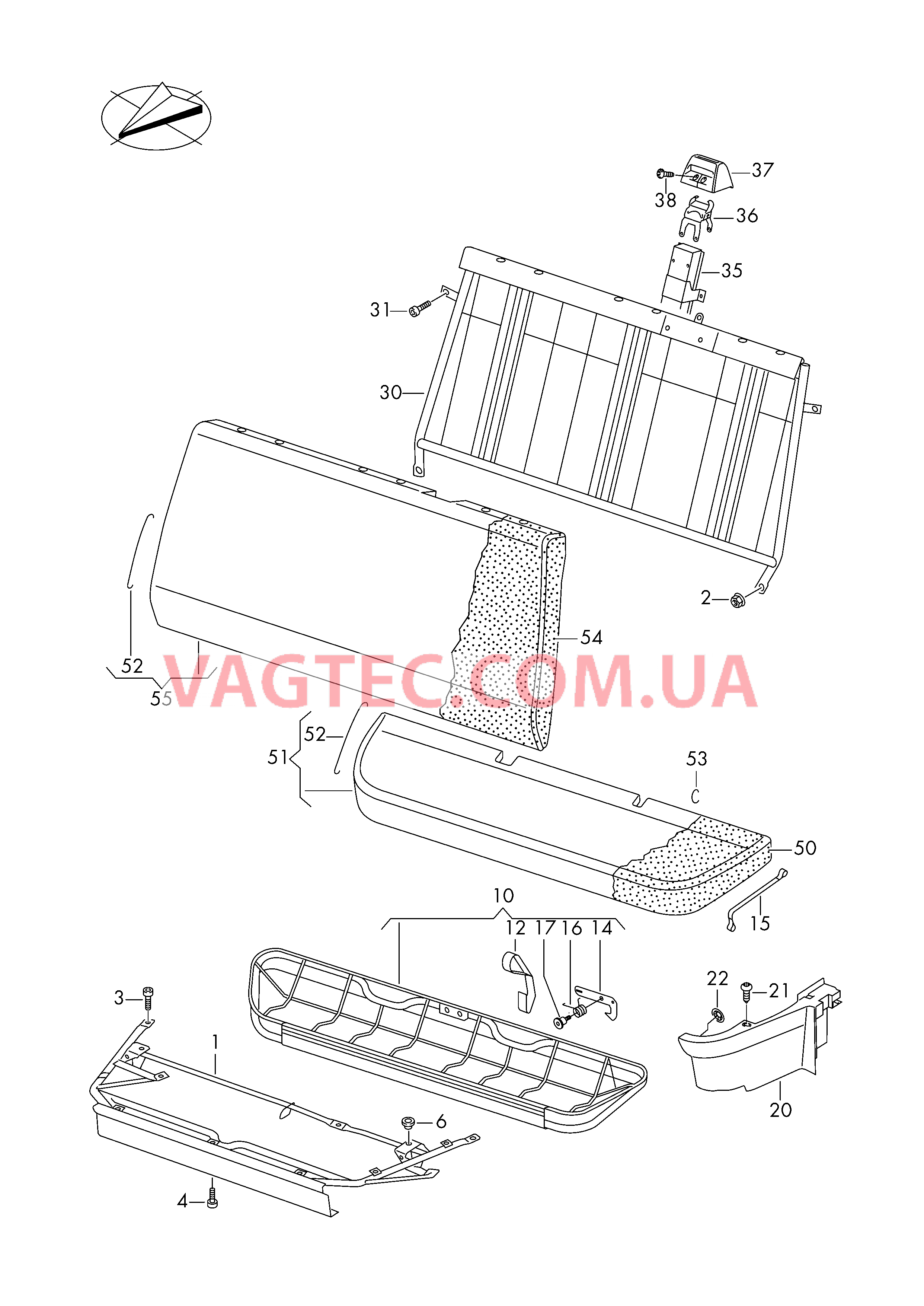 Подушка и спинка сиденья в салоне для пасс. в двойн. каб.  для VOLKSWAGEN Transporter 2016-1