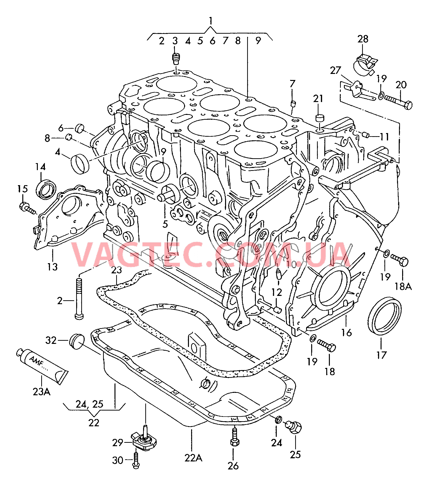 Блок цилиндров с поршнями Масляный поддон  для VOLKSWAGEN Sharan 2000