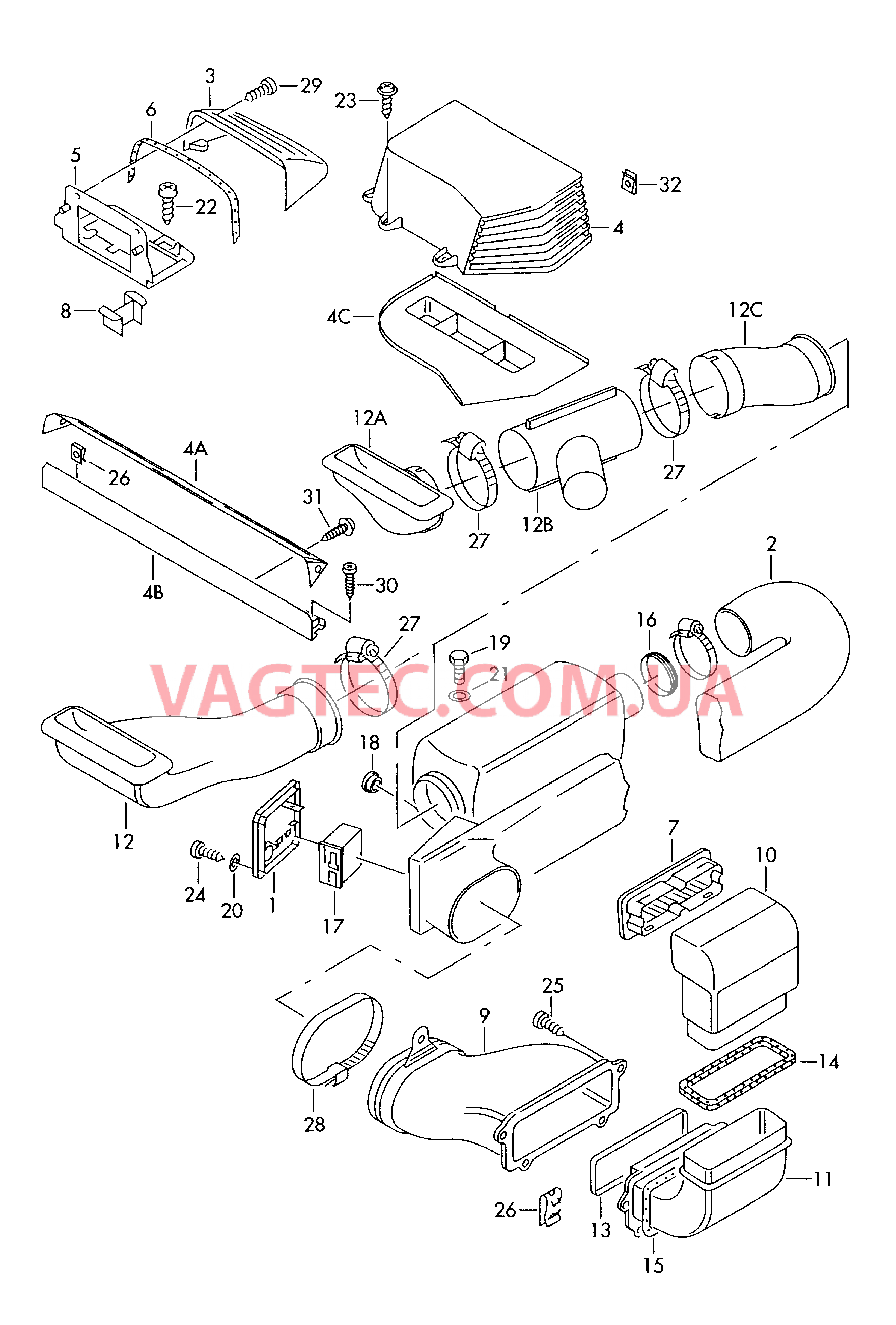 Автономный отопитель Воздуховод  для VOLKSWAGEN Transporter 2000