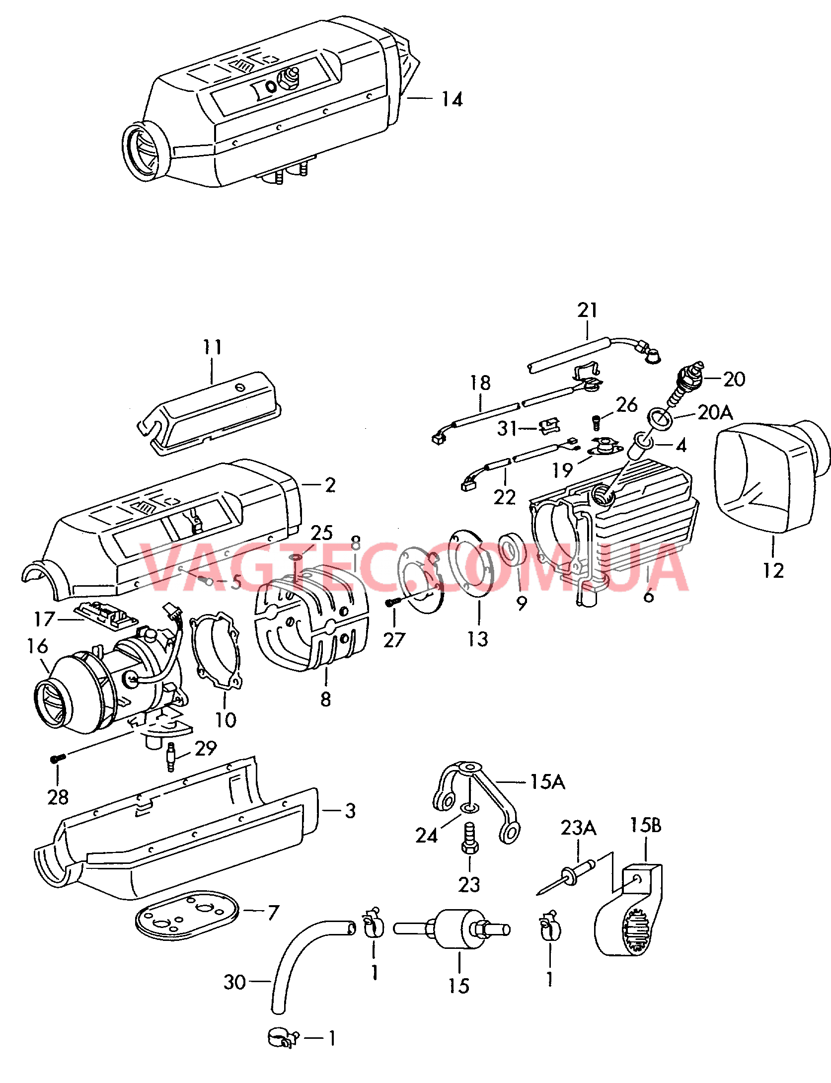 Автономный отопитель Вентилятор Топливный насос Отопитель  для VOLKSWAGEN Transporter 2004