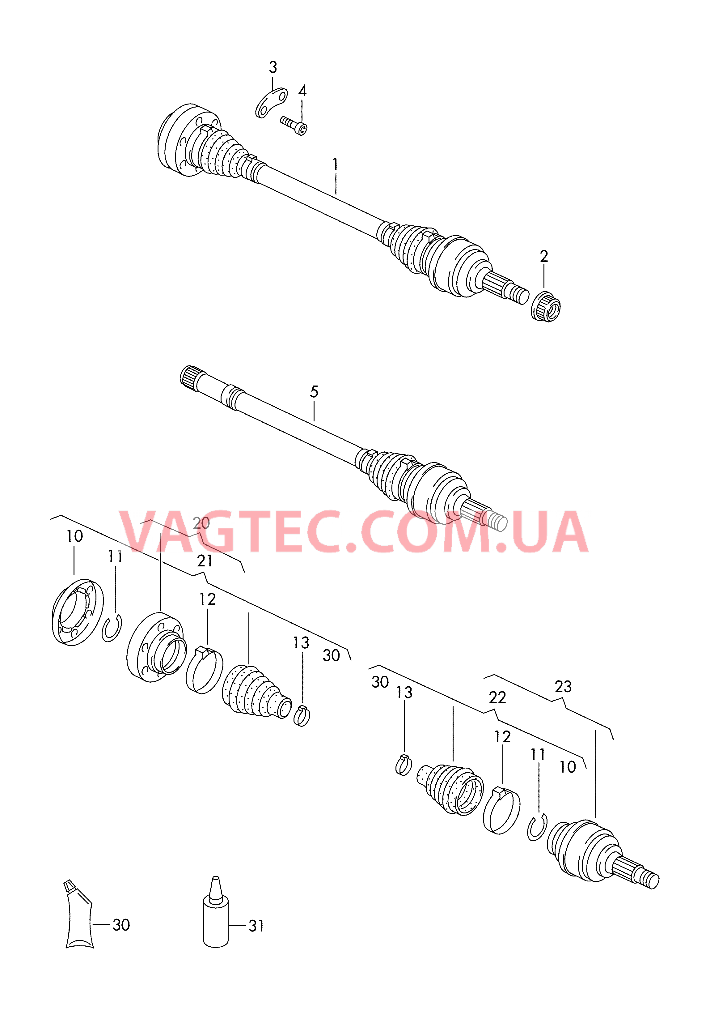 Приводной вал для а/м с блокировкой дифференциала  для VOLKSWAGEN Touareg 2005