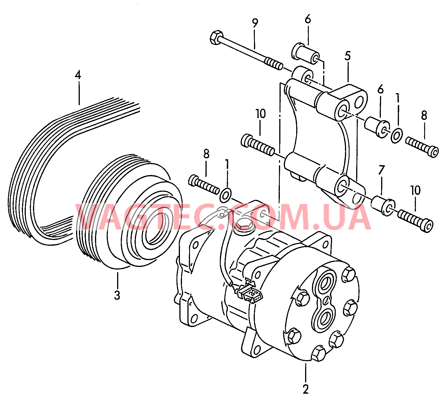 Компрессор климатической уст. Детали соединительные и крепежные для компрессора  для VOLKSWAGEN Transporter 2000