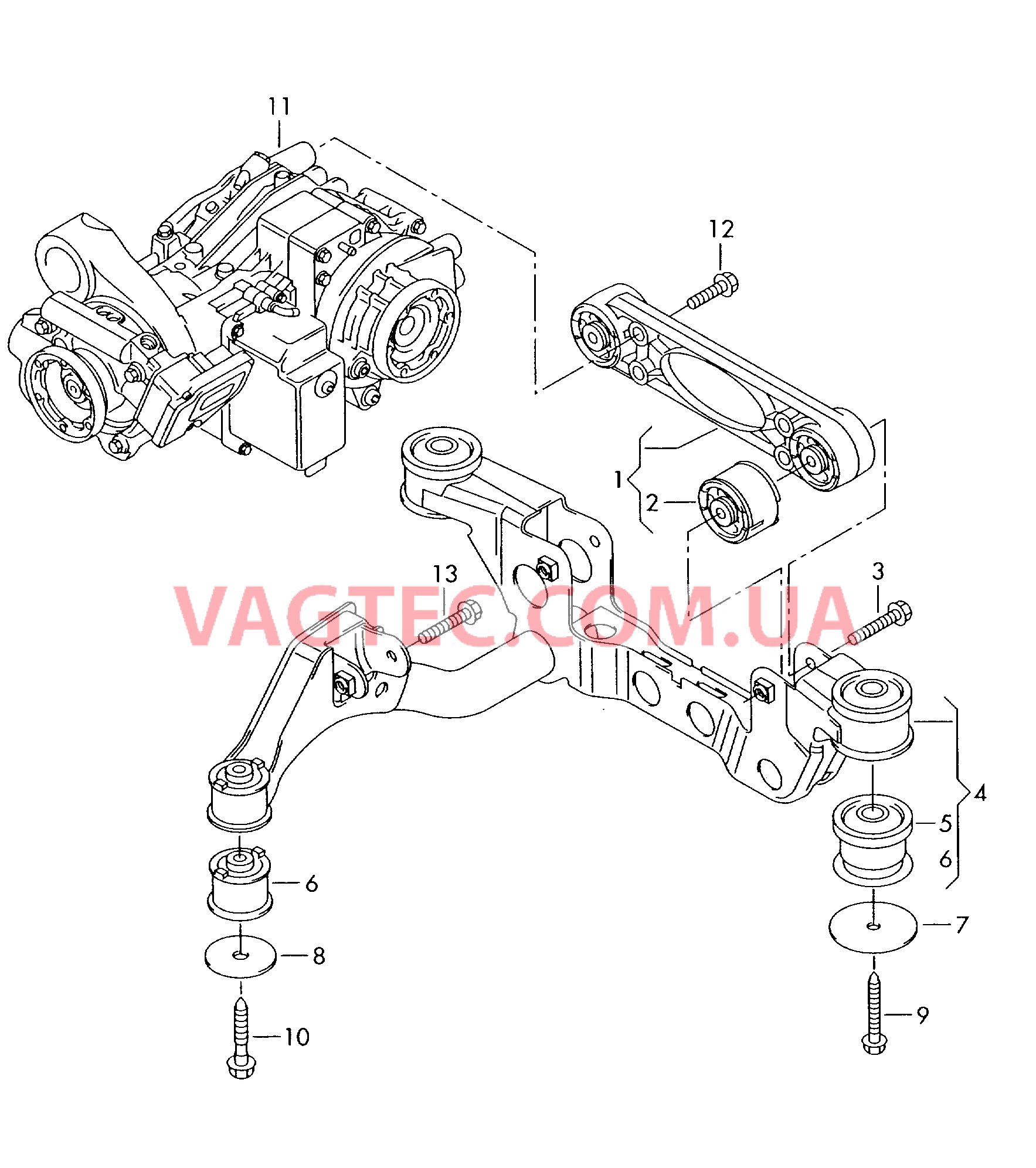 Крепеж передаточн. механизма Траверса  для VOLKSWAGEN Transporter 2005