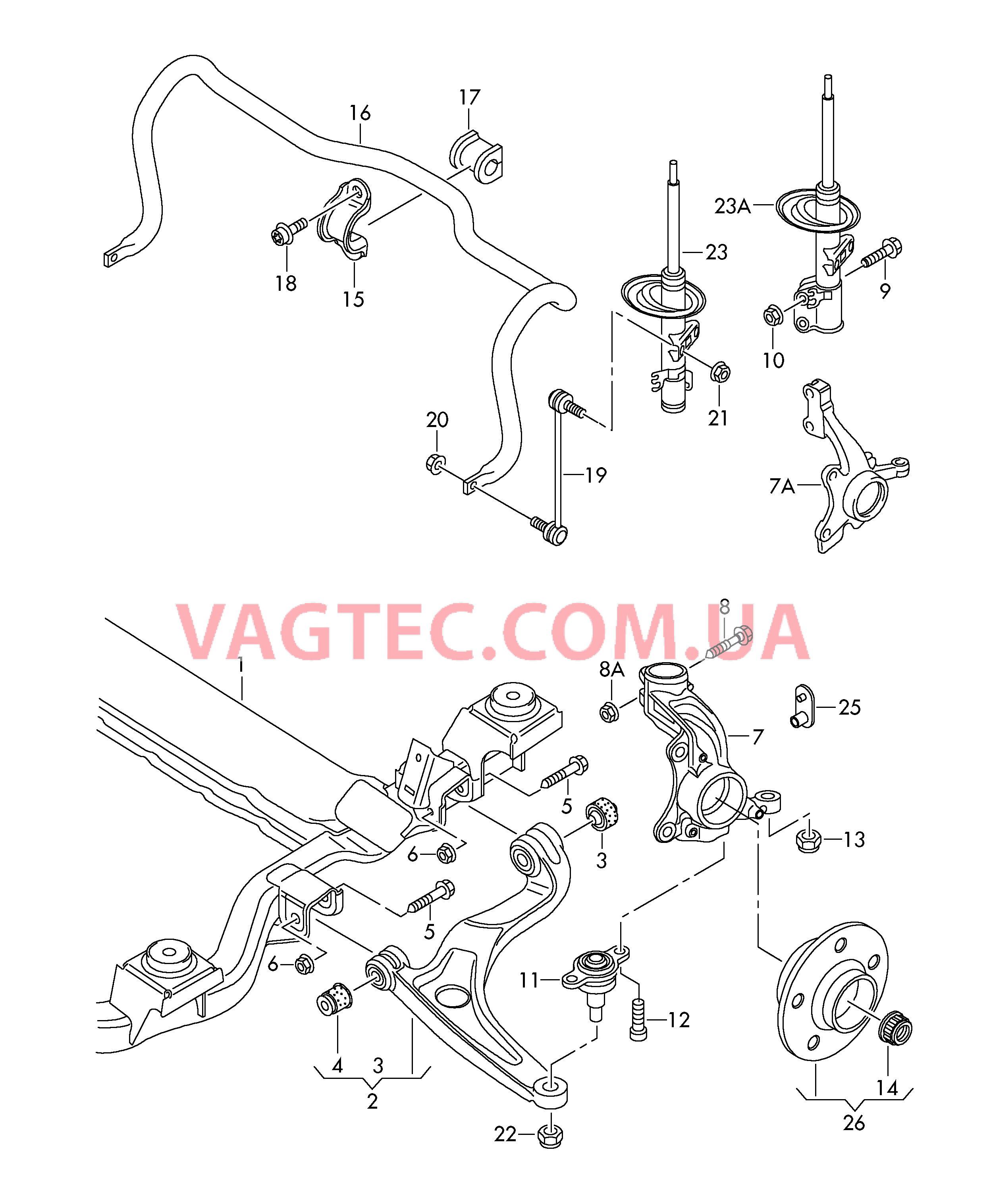 Поворотный кулак Рычаг подвески, поперечный Стабилизатор  для VOLKSWAGEN Transporter 2003-1