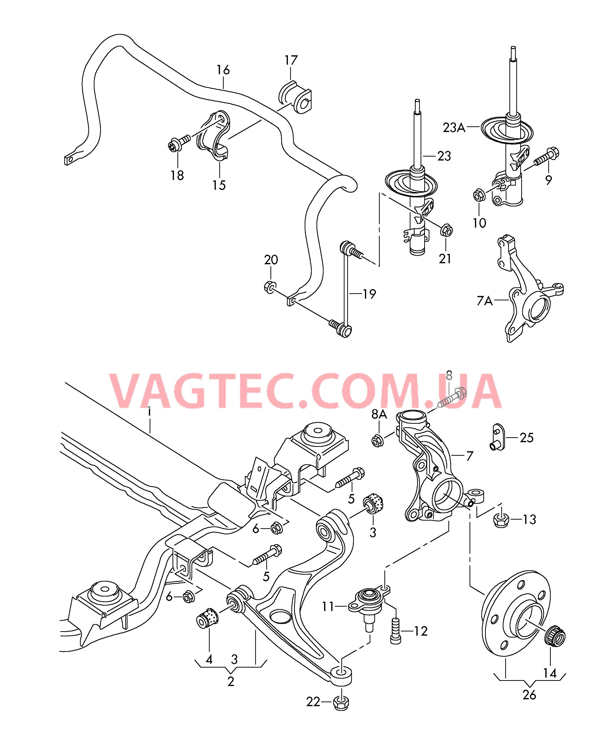 Поворотный кулак Рычаг подвески, поперечный Стабилизатор F 7H-6-030 001>>* для VOLKSWAGEN Transporter 2006