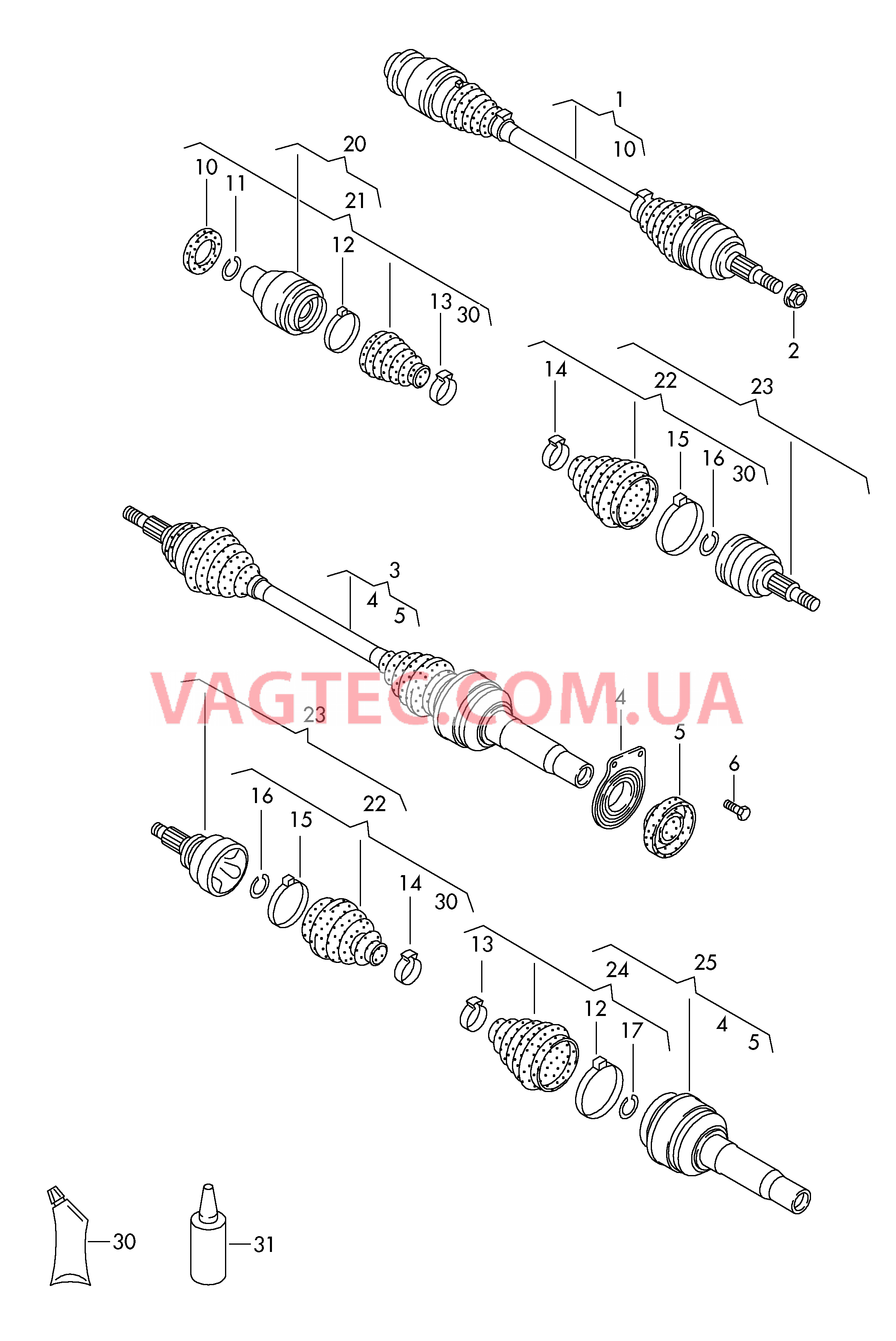 Приводной вал для 6-ступен. механической КП  для VOLKSWAGEN Transporter 2019-1