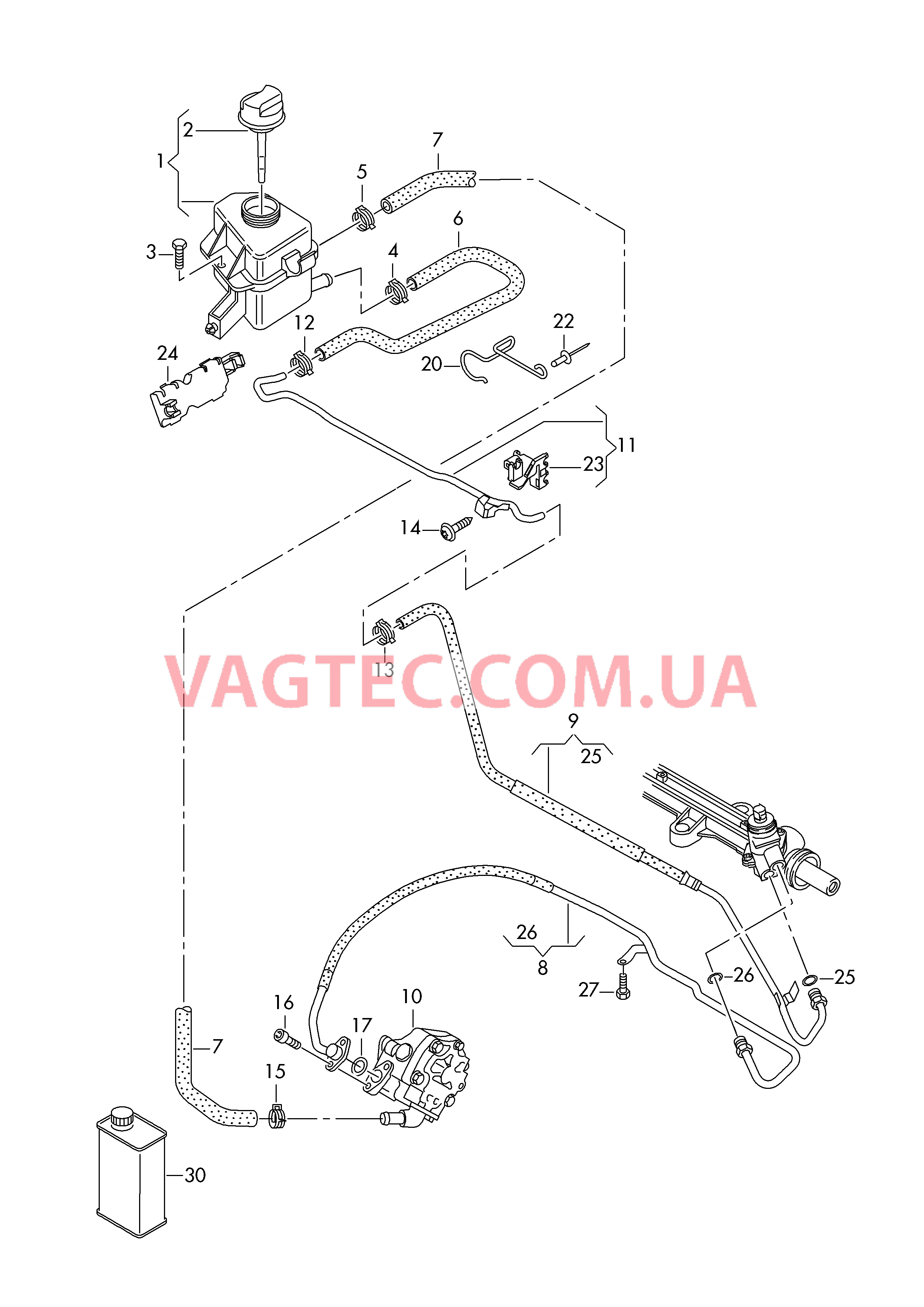 Масляный бачок с соединительными деталями, шлангами  для ГУPа  для VOLKSWAGEN Transporter 2019
